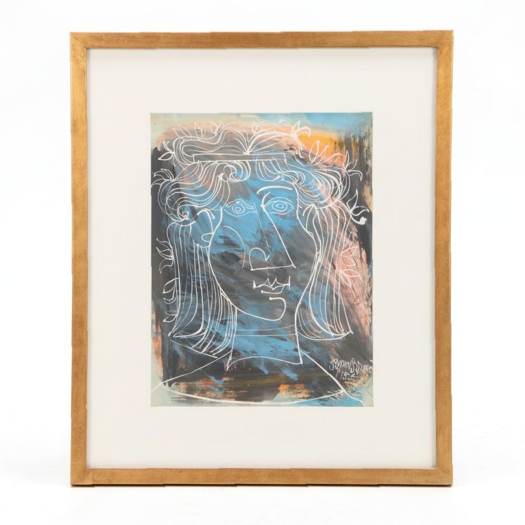 Byron Browne Gouache Painting "Head of a Woman," 1954