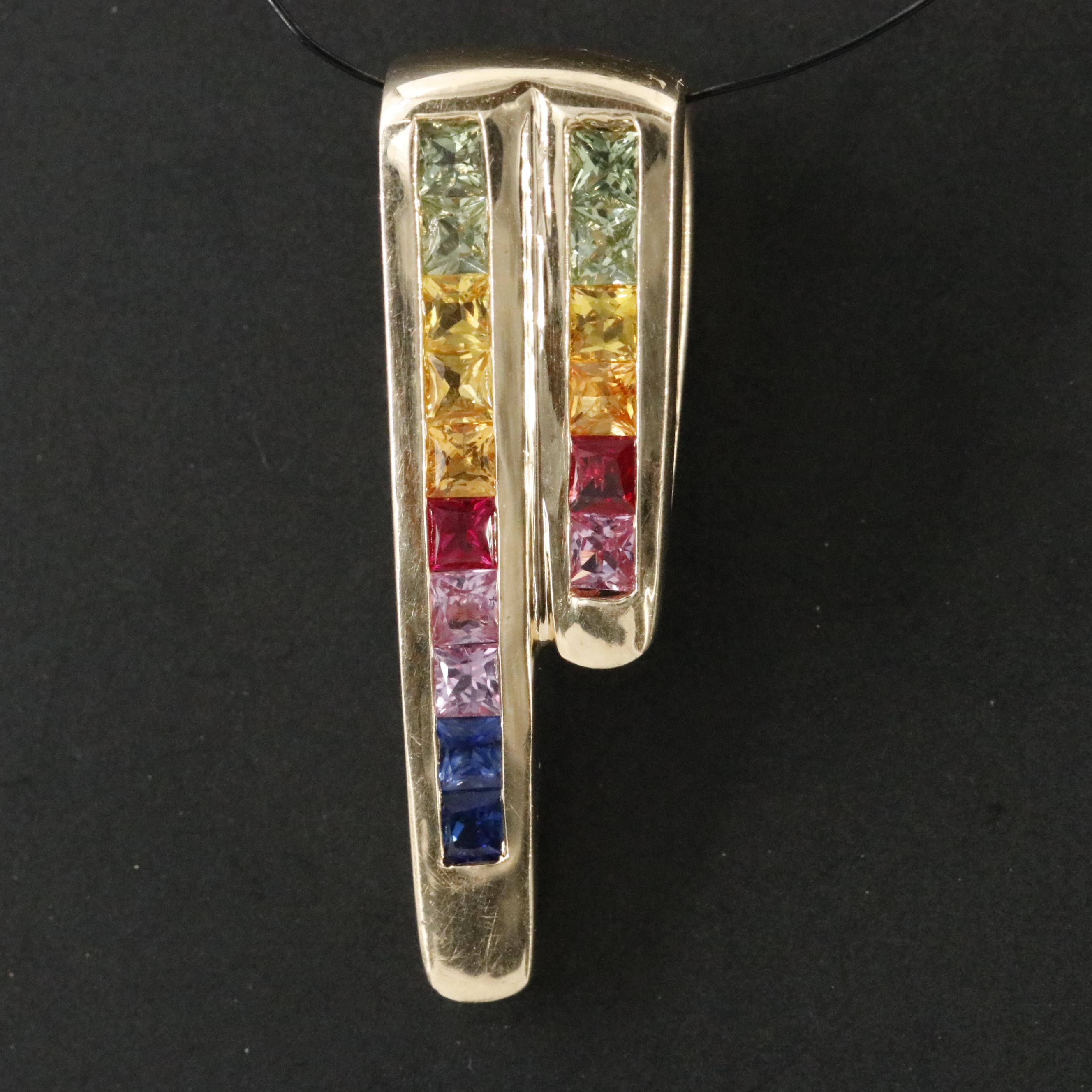 14K Multi Color Sapphire and Ruby Pendant