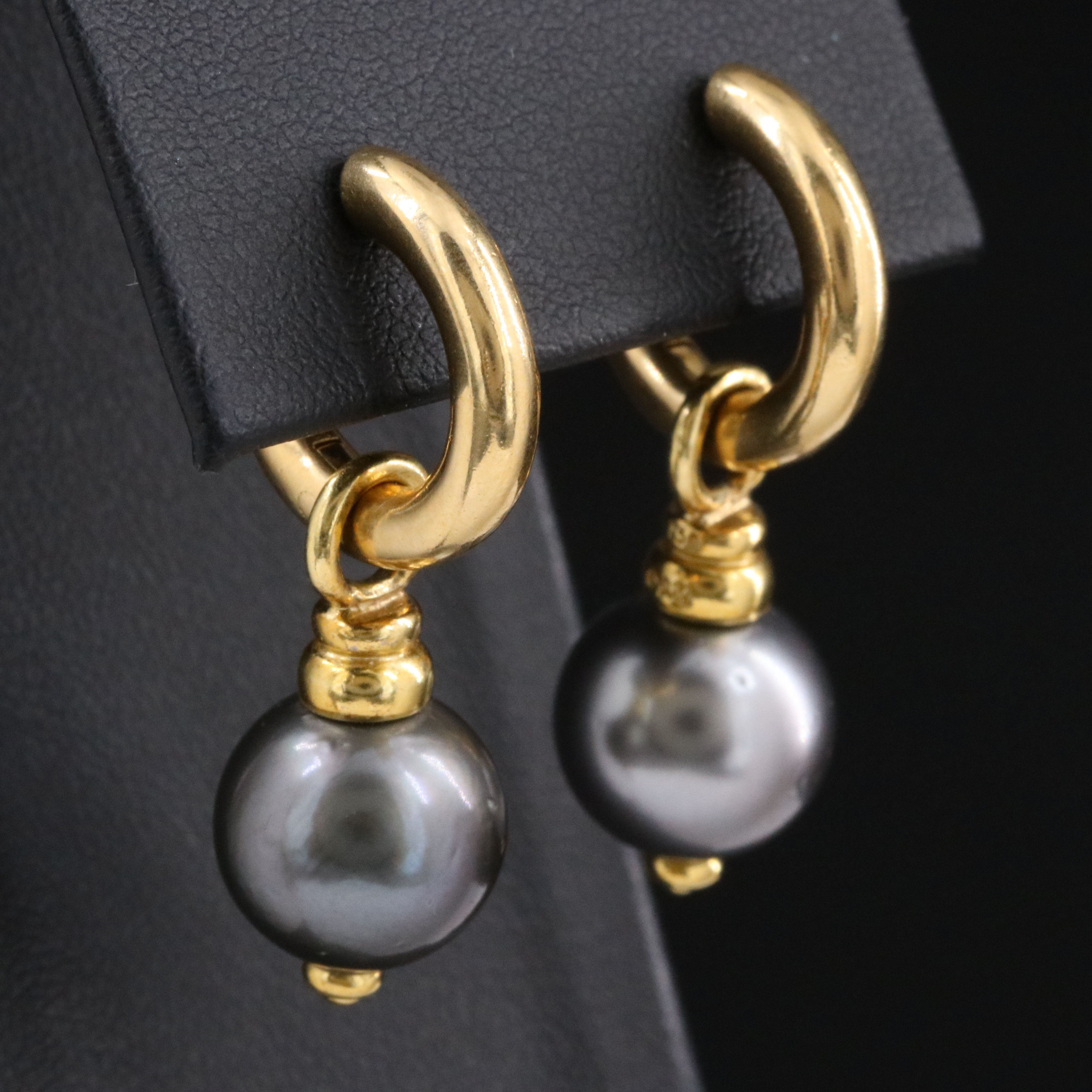 David Yurman 18K Pearl Enhancers with Hoop Earrings