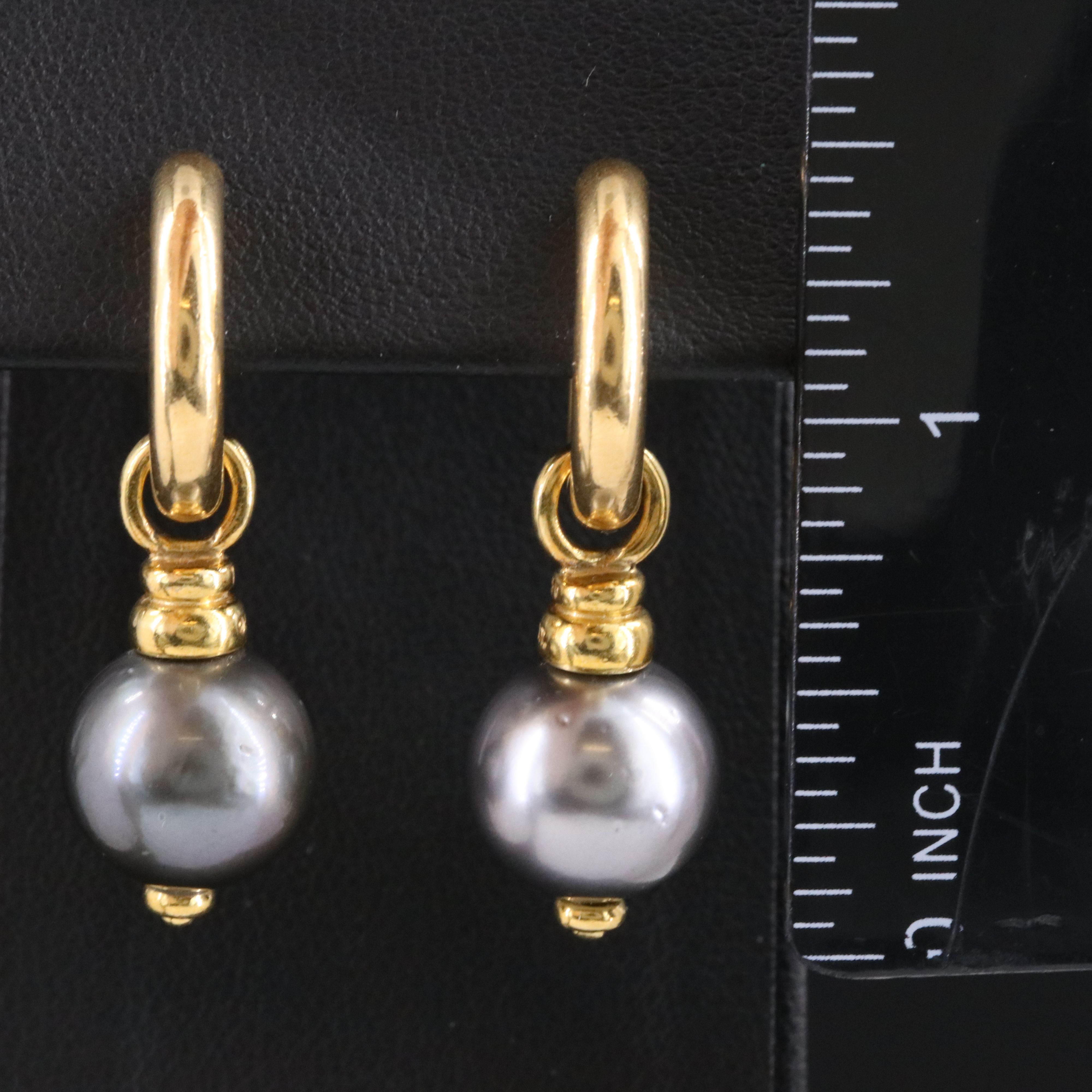 David Yurman 18K Pearl Enhancers with Hoop Earrings