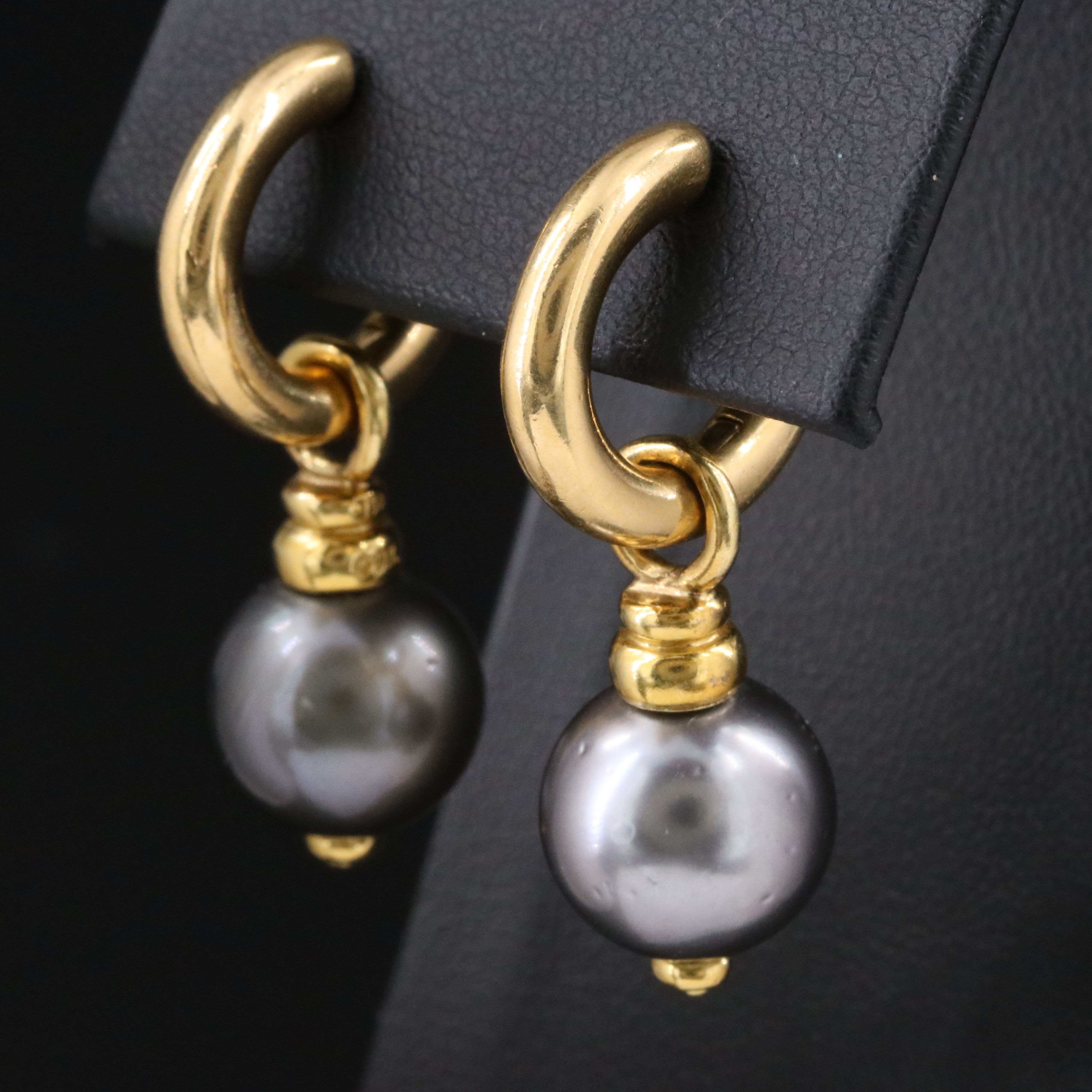 David Yurman 18K Pearl Enhancers with Hoop Earrings