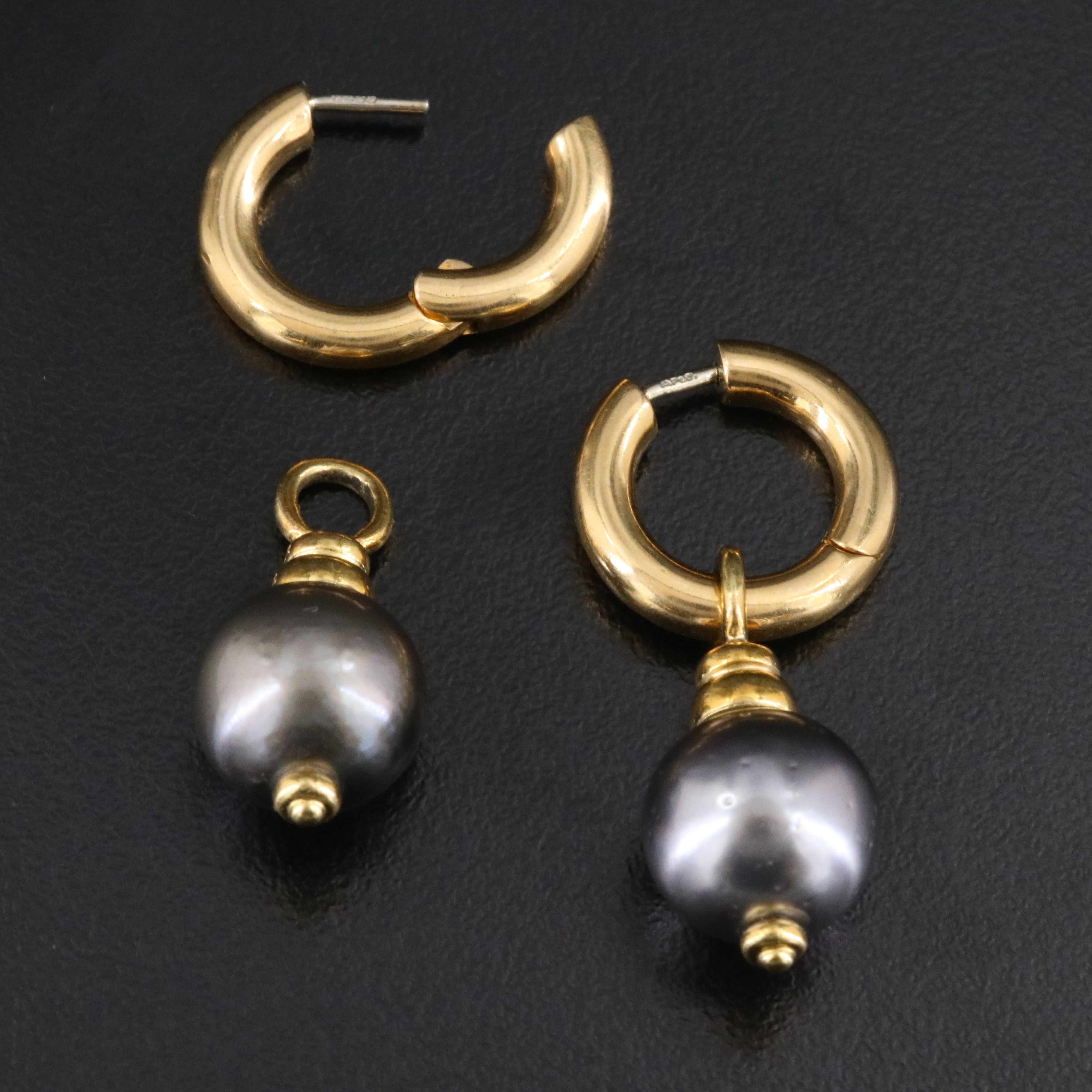 David Yurman 18K Pearl Enhancers with Hoop Earrings