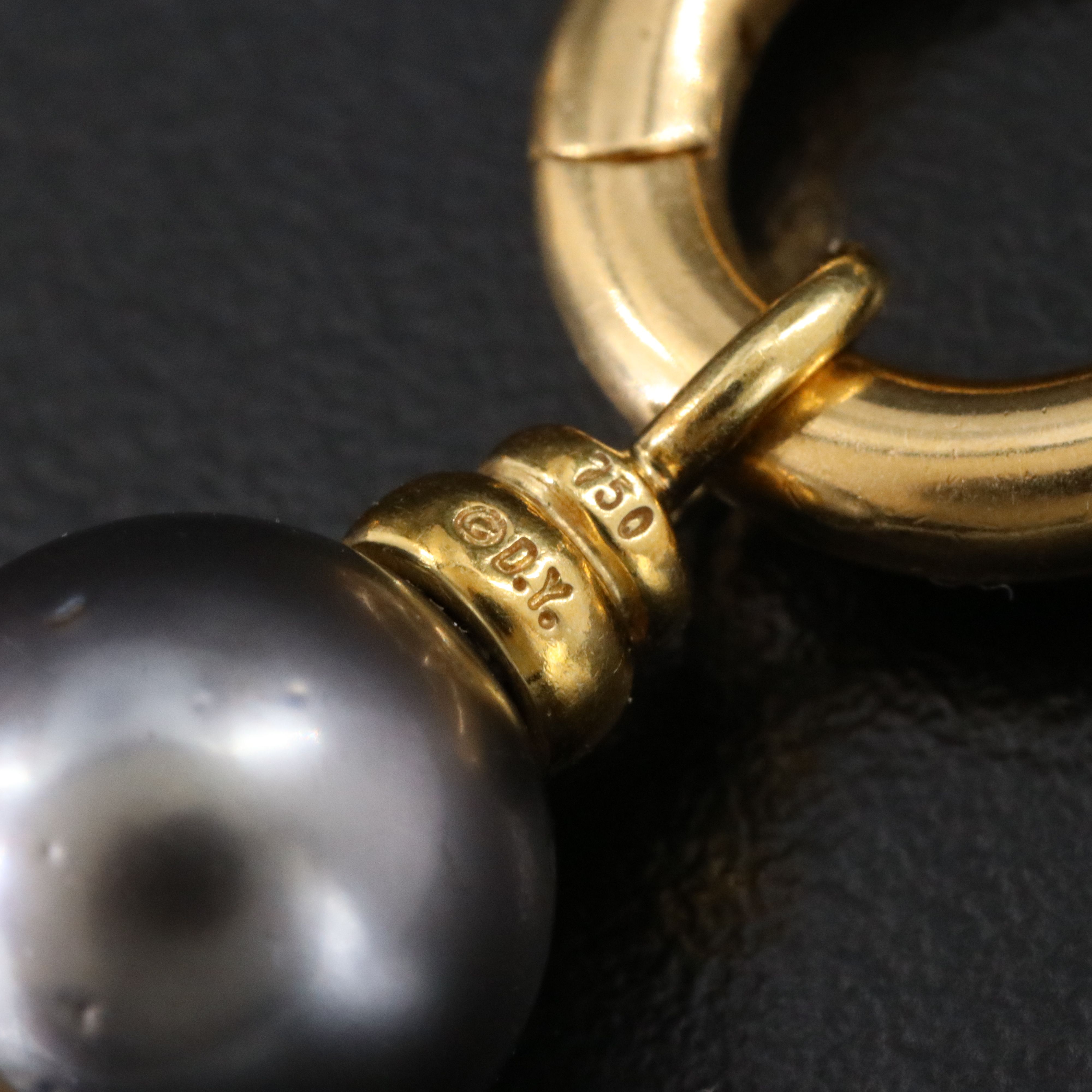 David Yurman 18K Pearl Enhancers with Hoop Earrings