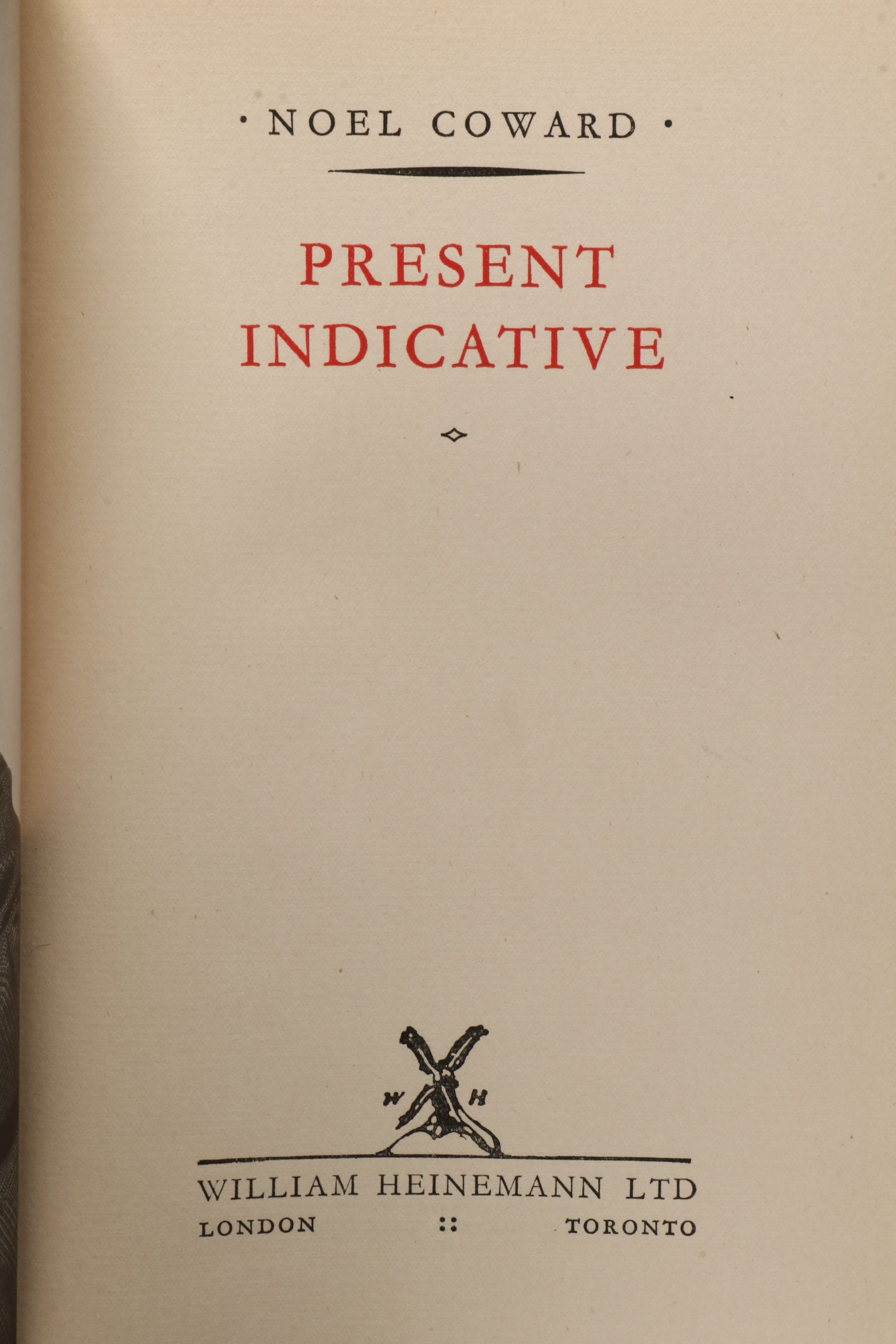 First Edition "Present Indicative" by Noël Coward, 1937