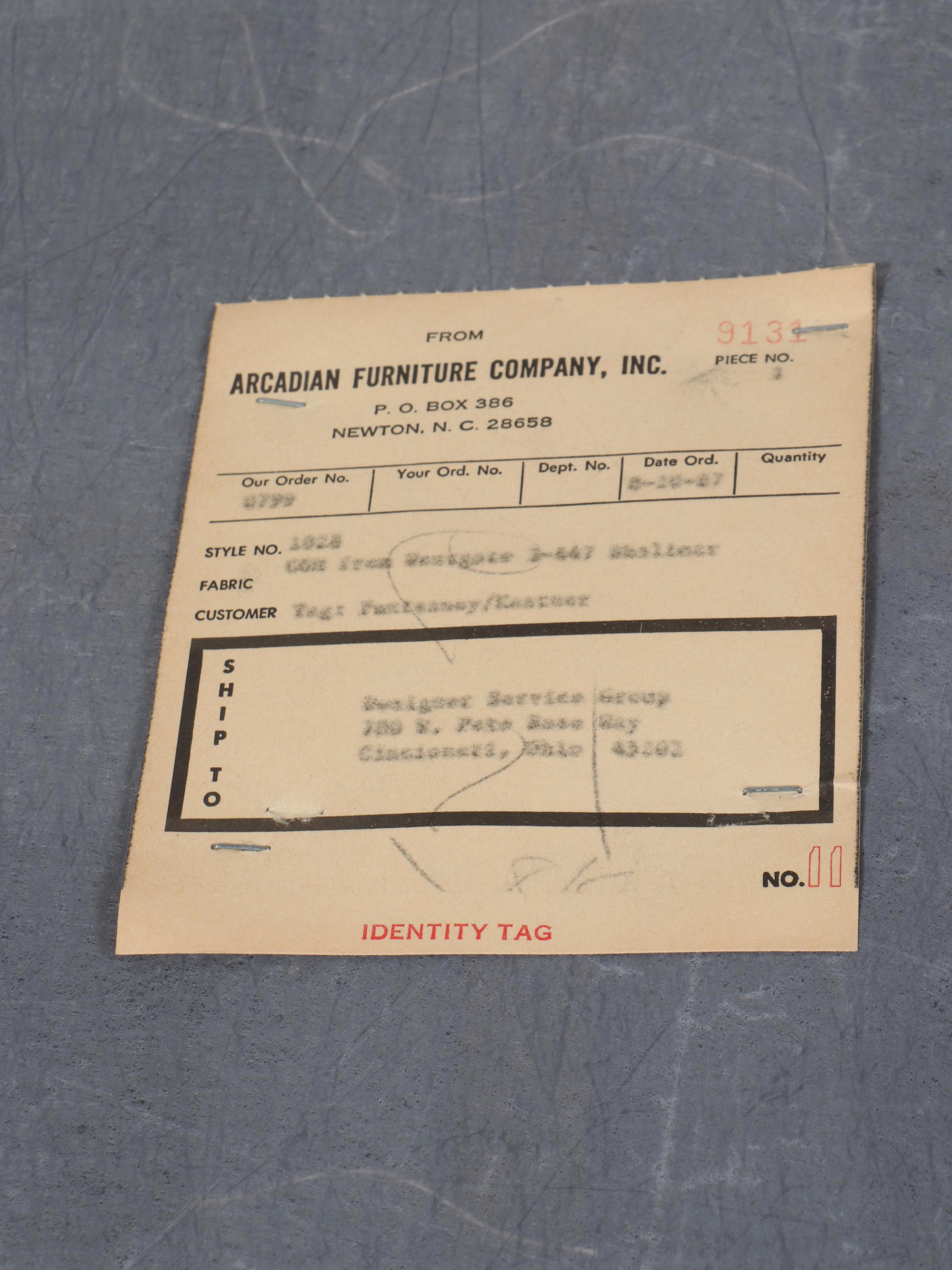 Pair of Arcadian Furniture Co. Art Deco Style Upholstered Barrel-Back Chairs