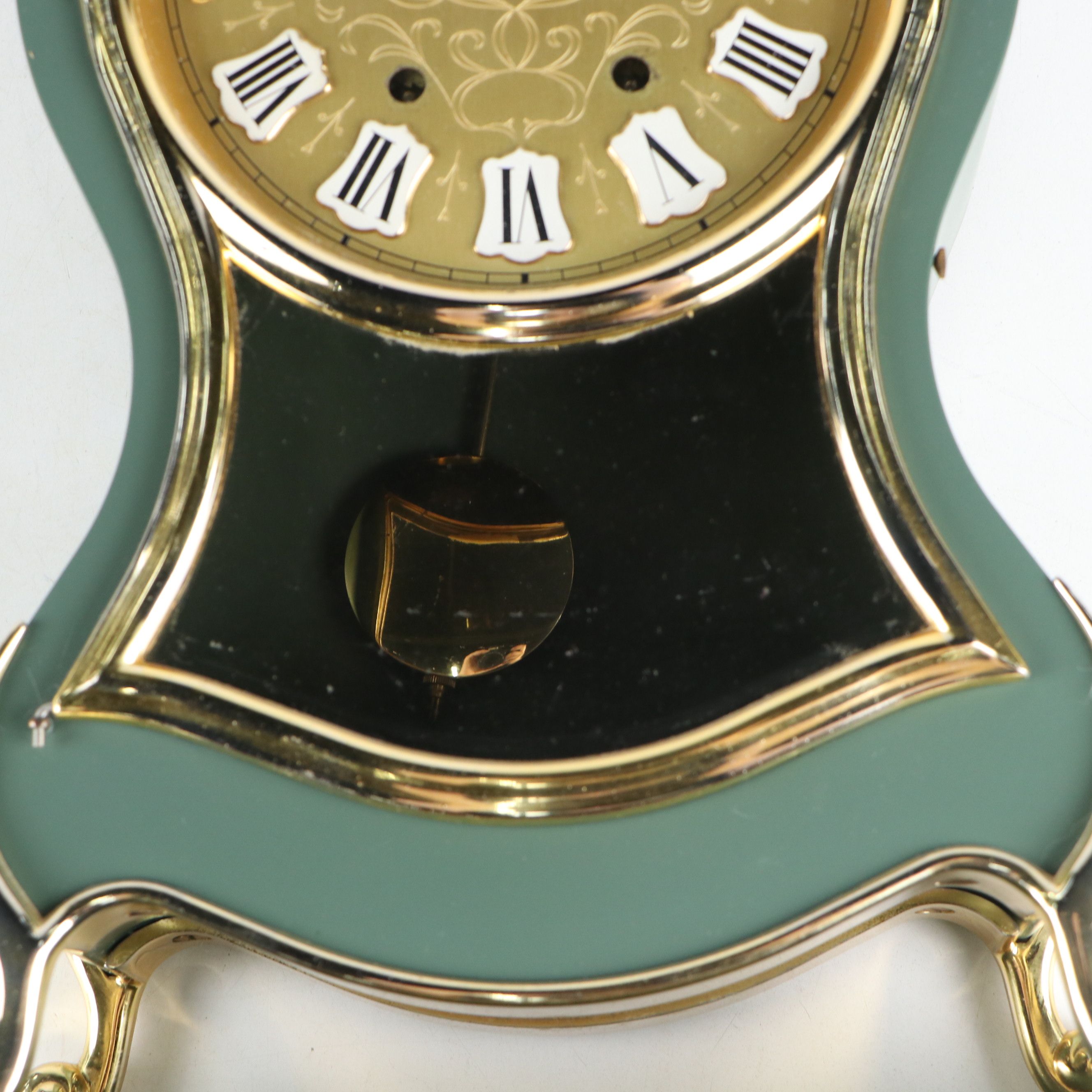 Eluxa Sage Green Finish Wood Wall Clock and Mantel Shelf