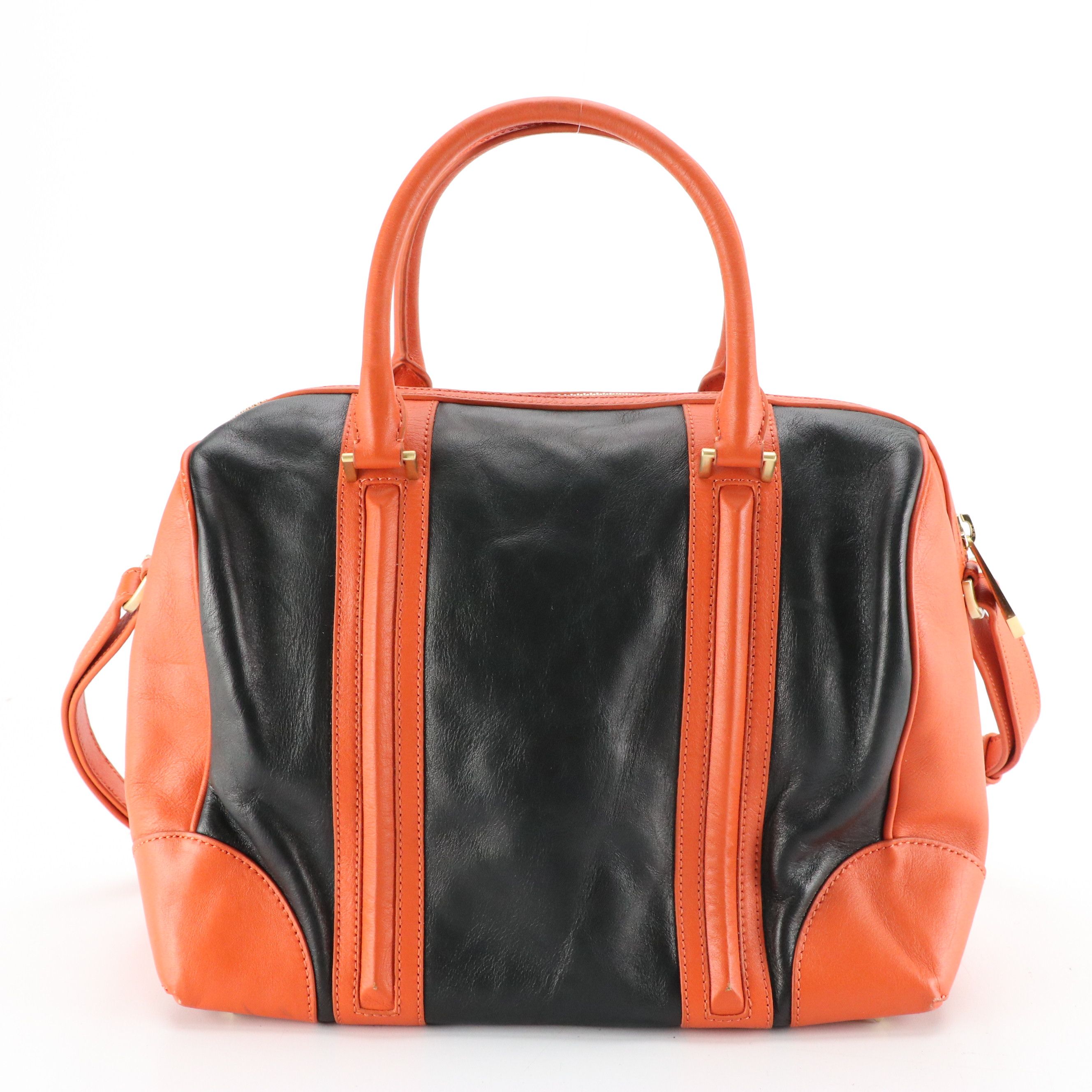 Givenchy Lucrezia Two-Way Satchel in Black and Orange Calfskin Leather