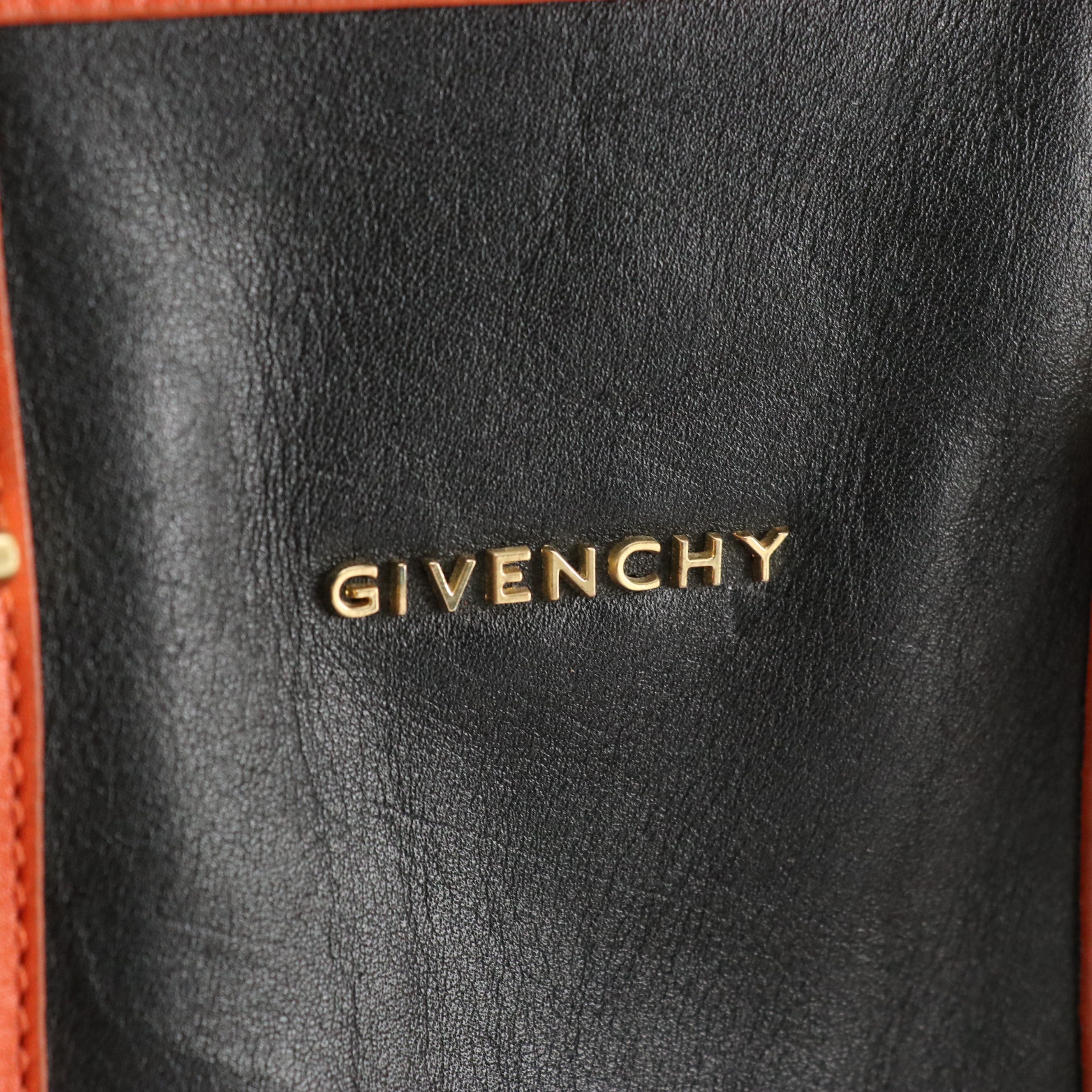 Givenchy Lucrezia Two-Way Satchel in Black and Orange Calfskin Leather