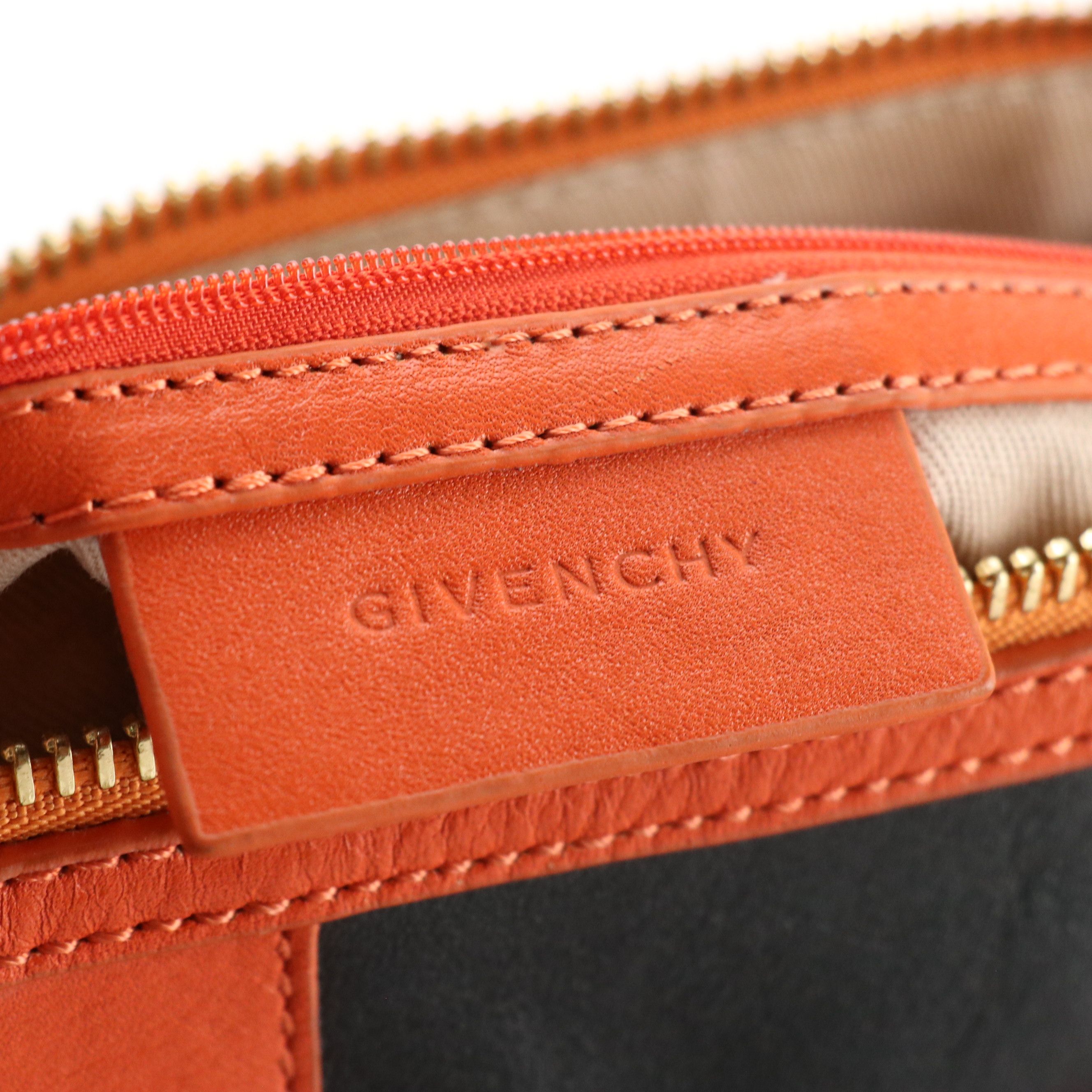 Givenchy Lucrezia Two-Way Satchel in Black and Orange Calfskin Leather