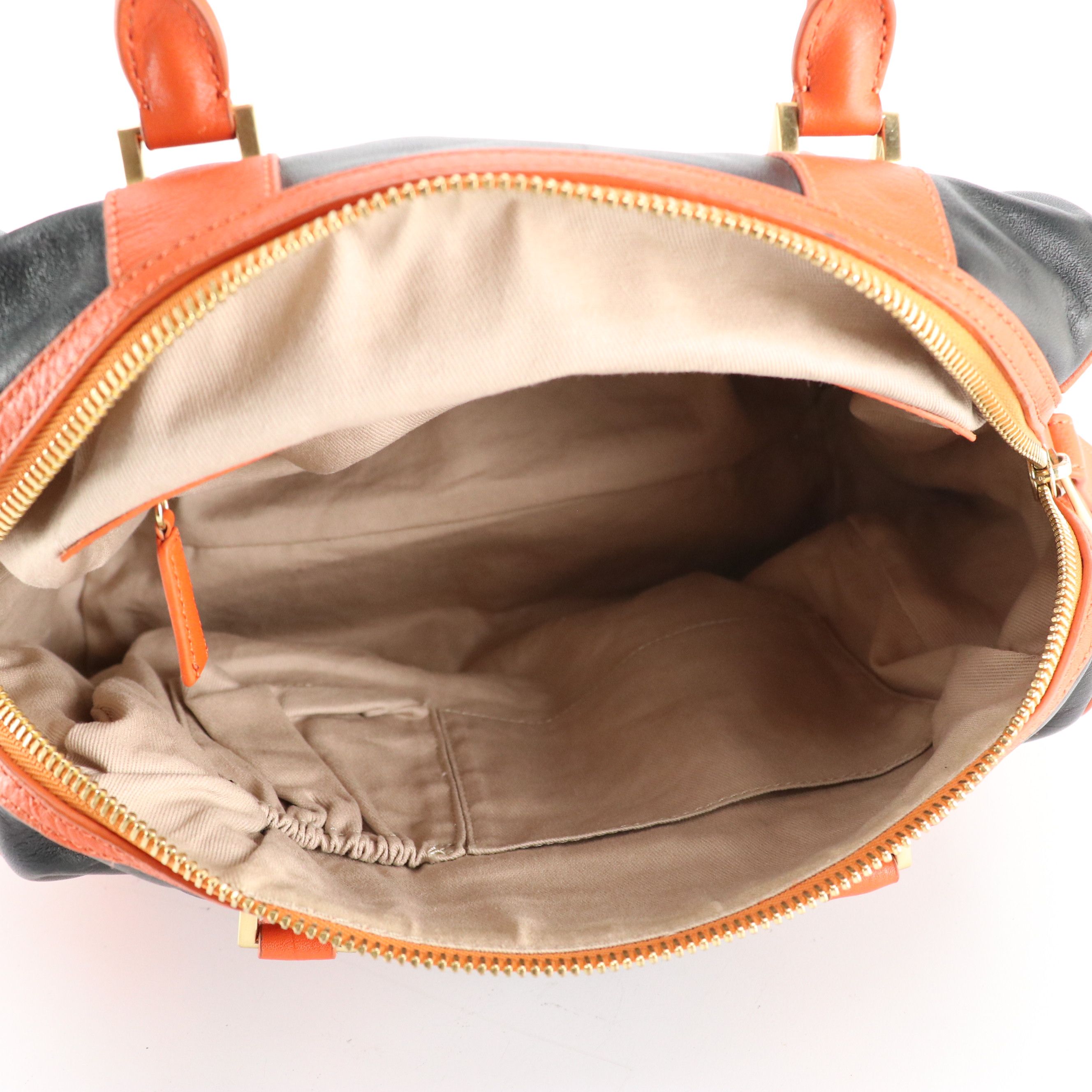 Givenchy Lucrezia Two-Way Satchel in Black and Orange Calfskin Leather