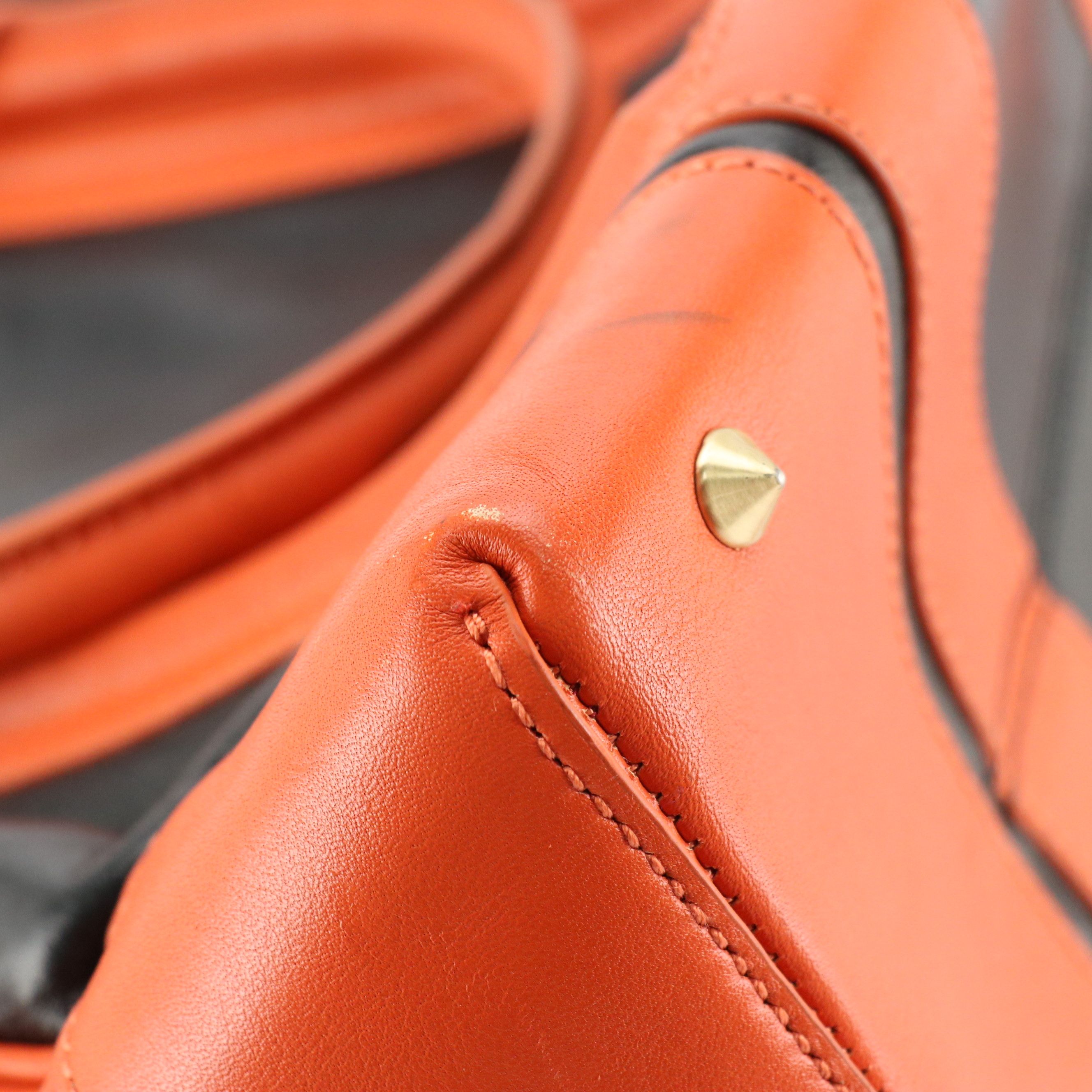 Givenchy Lucrezia Two-Way Satchel in Black and Orange Calfskin Leather