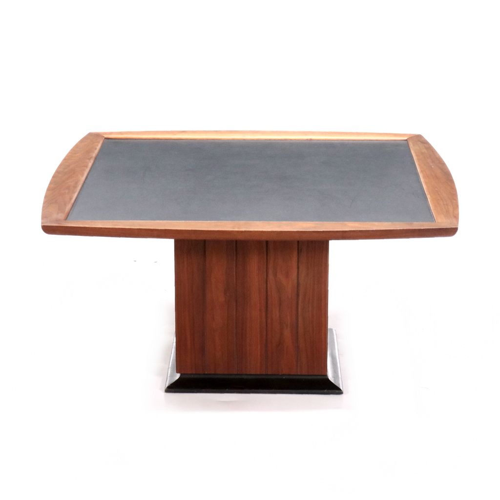 Erwin Lambeth Postmodern Style Wooden Pedestal Table