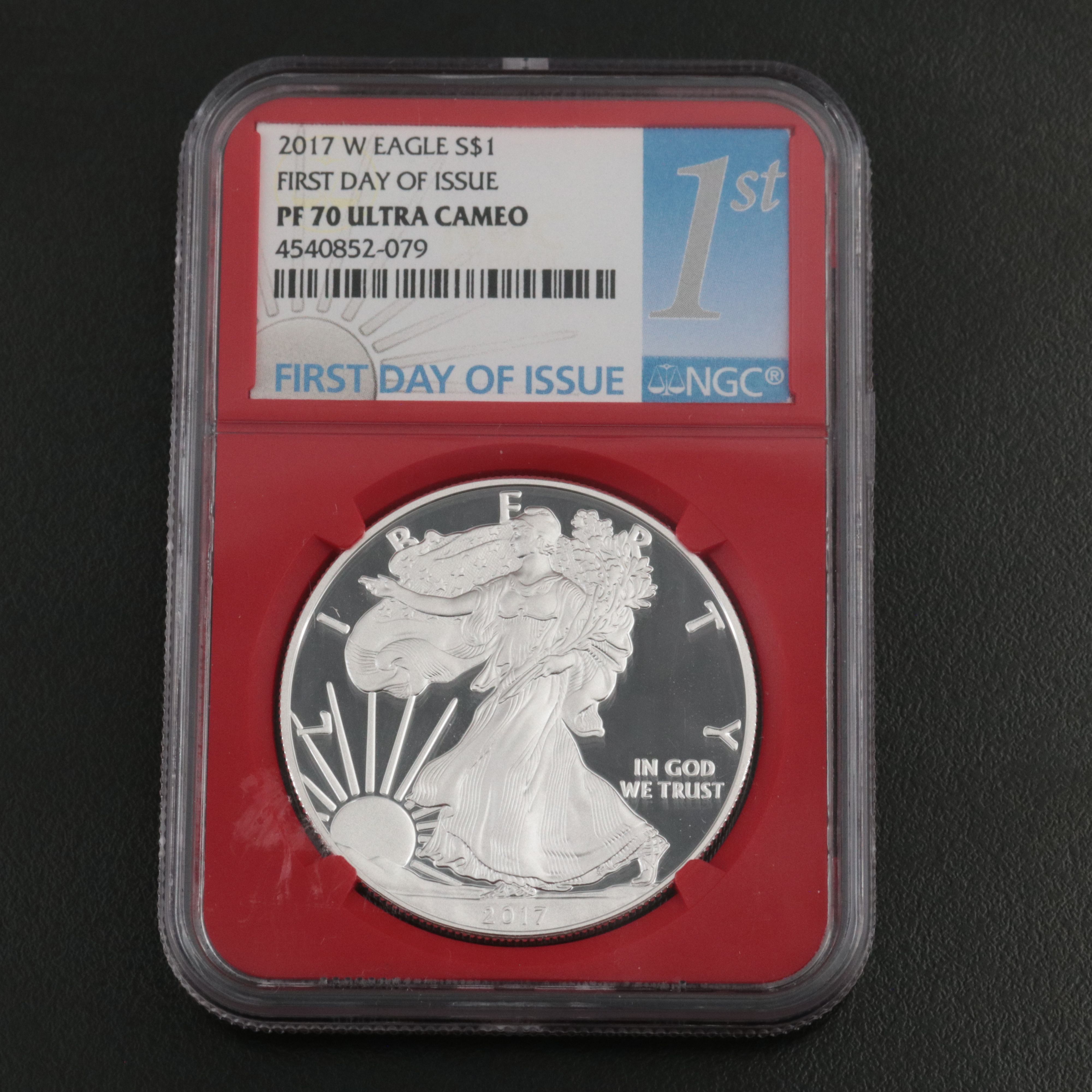NGC PF70 UC 2017-W $1 U.S. Silver Eagle Proof Coin 1st Day of Issue