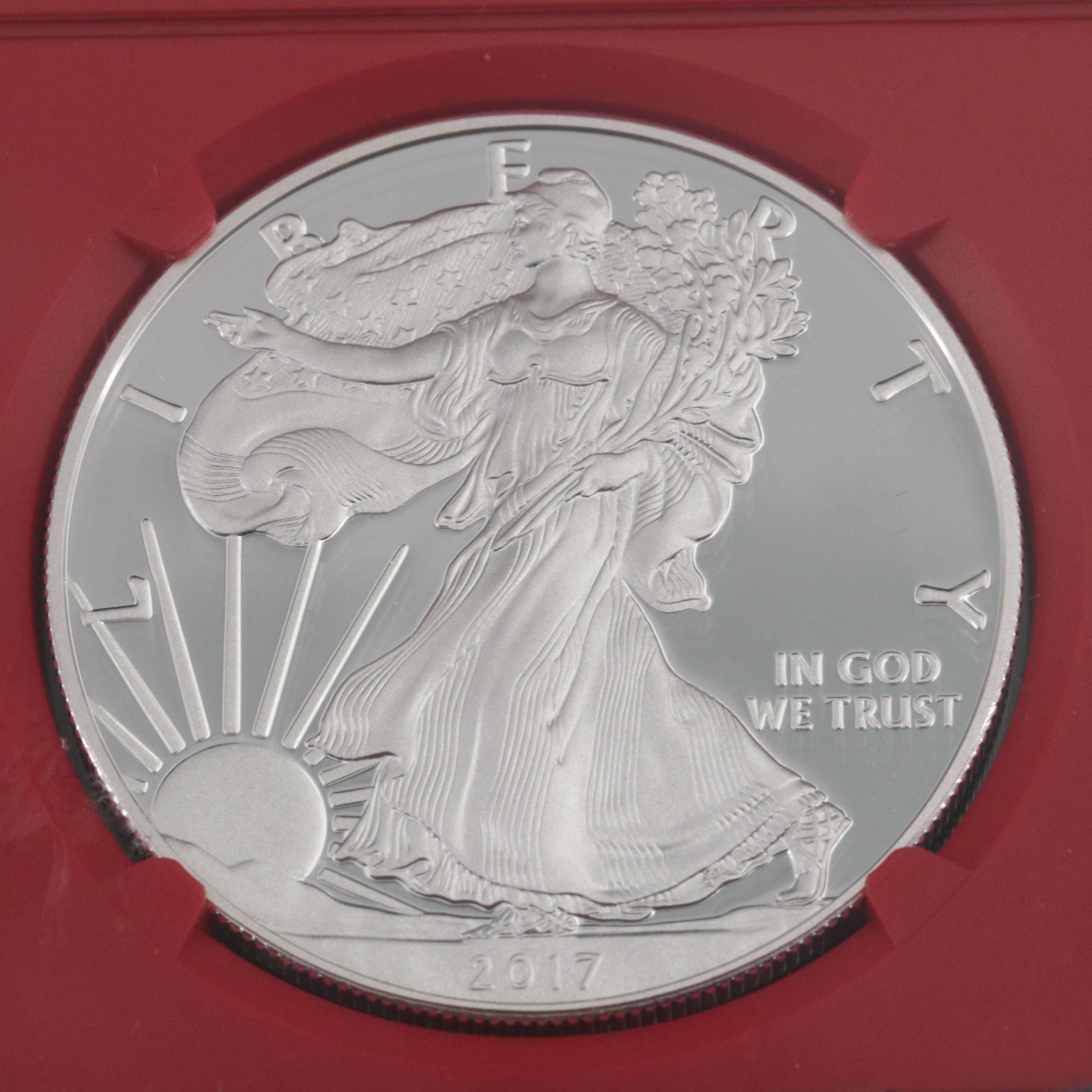 NGC PF70 UC 2017-W $1 U.S. Silver Eagle Proof Coin 1st Day of Issue