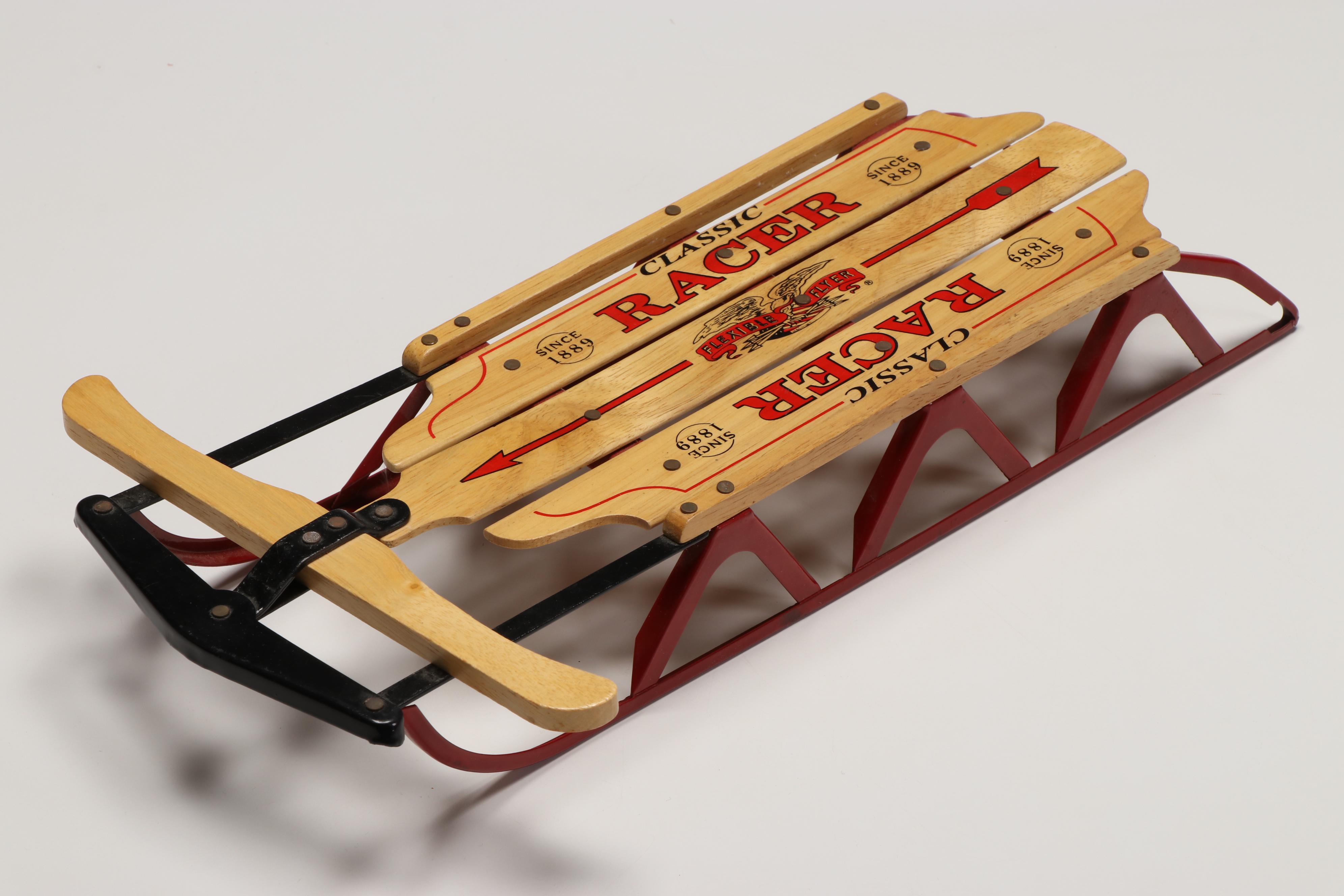 "Dance of the Sugar Plum Fairy" and "Natacha" Porcelain Dolls with Wooden Sled