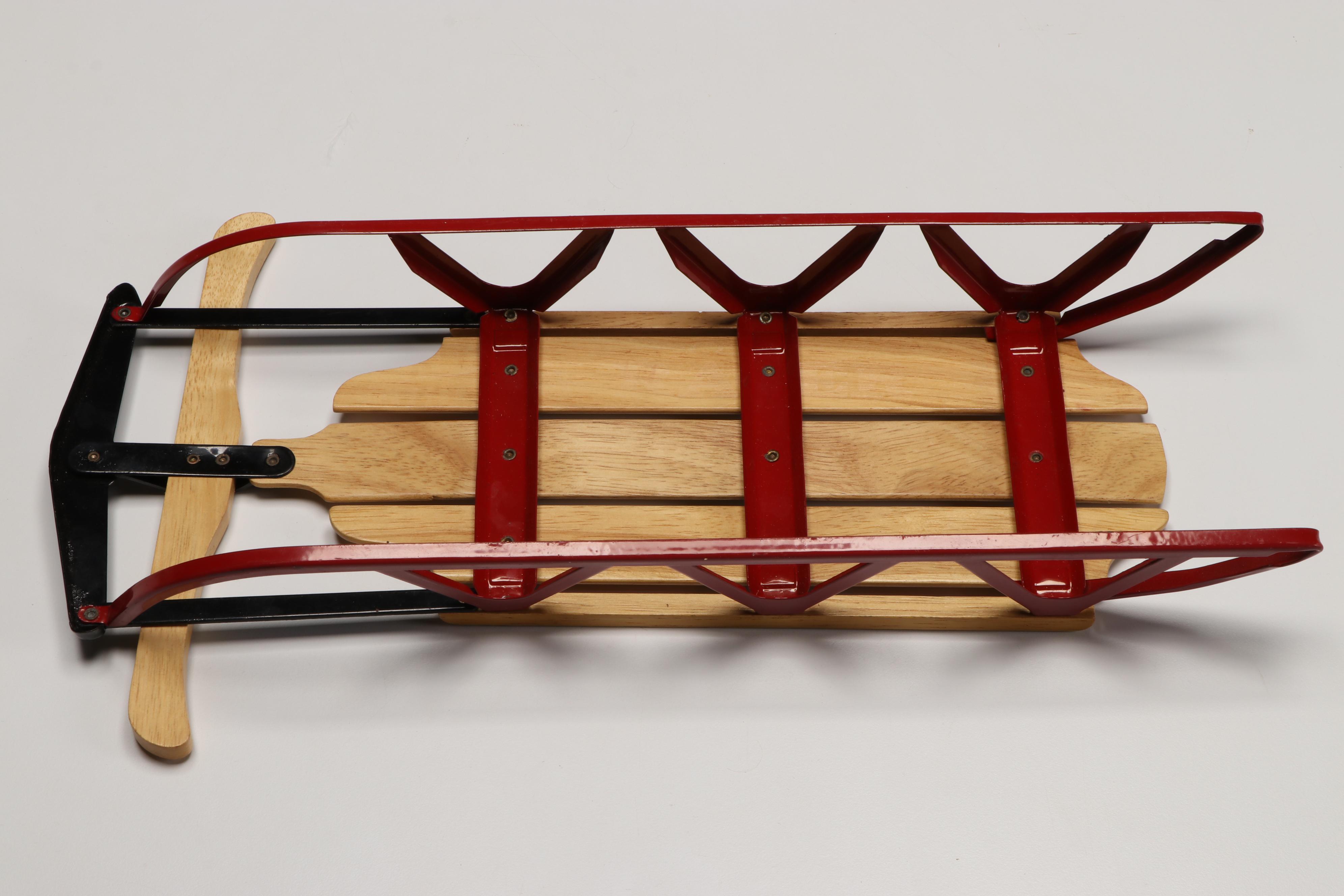 "Dance of the Sugar Plum Fairy" and "Natacha" Porcelain Dolls with Wooden Sled