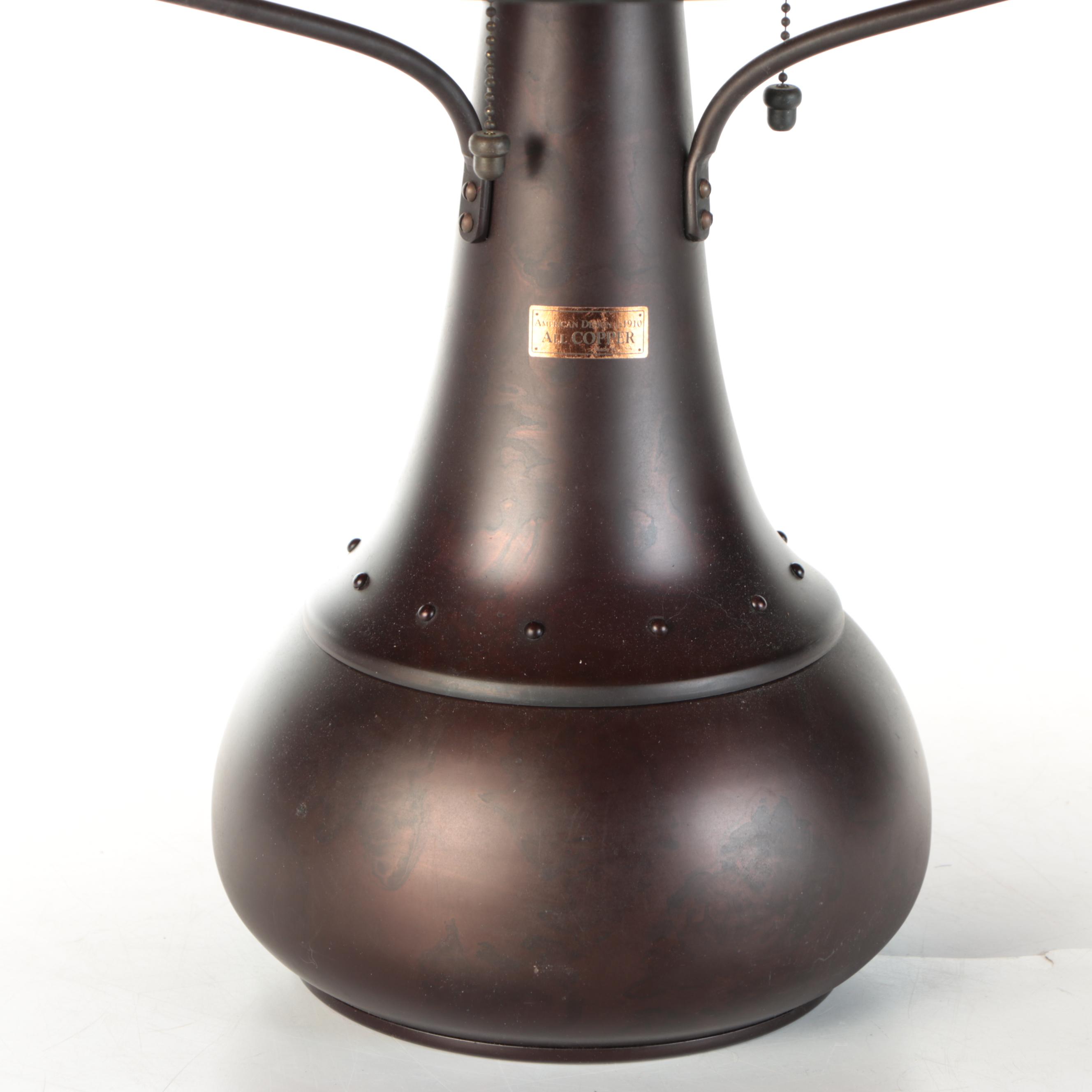 Arts and Crafts Style Mica and Copper Table Lamp, Late 20th Century