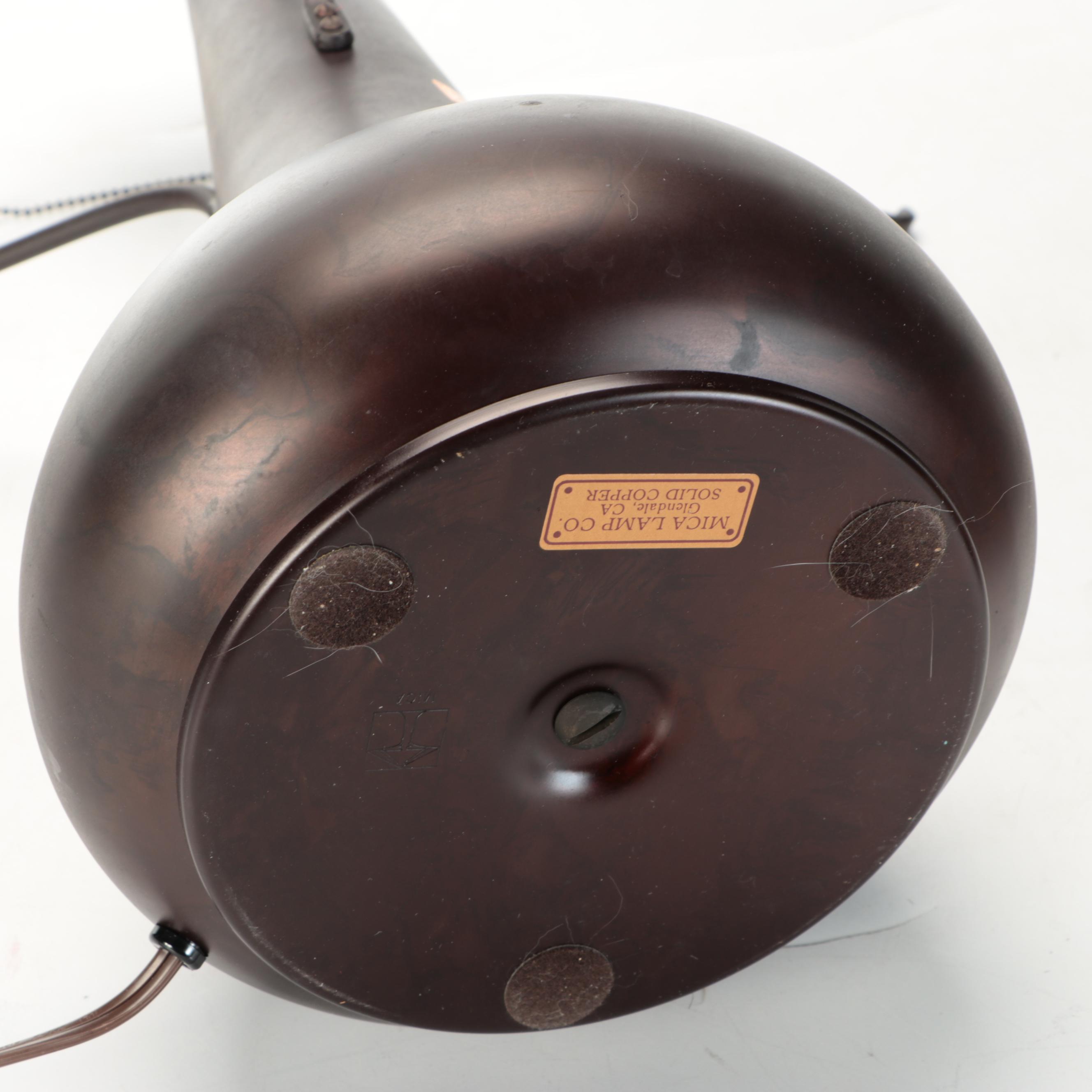 Arts and Crafts Style Mica and Copper Table Lamp, Late 20th Century