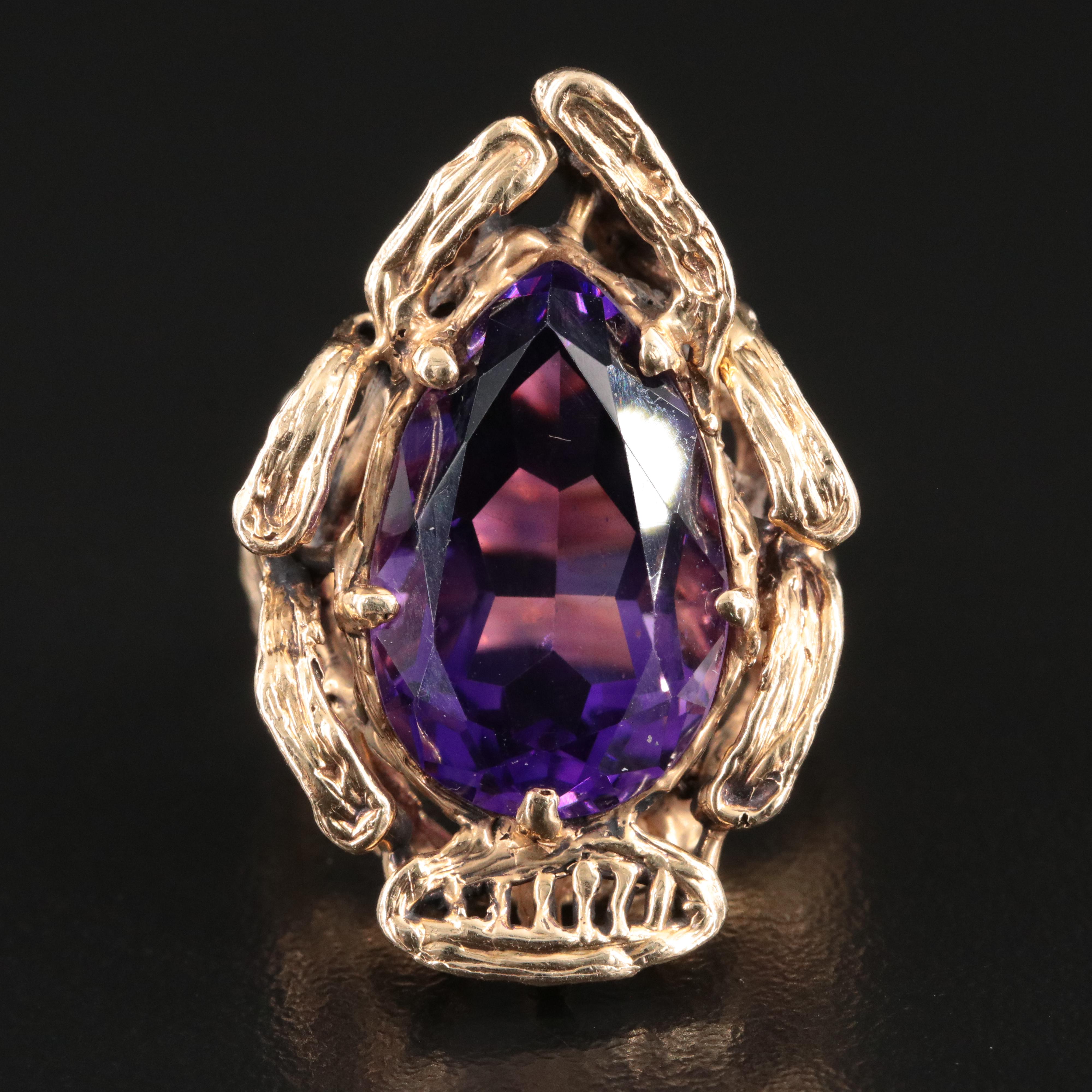 Brutalist 14K 9.89 CT Amethyst Ring