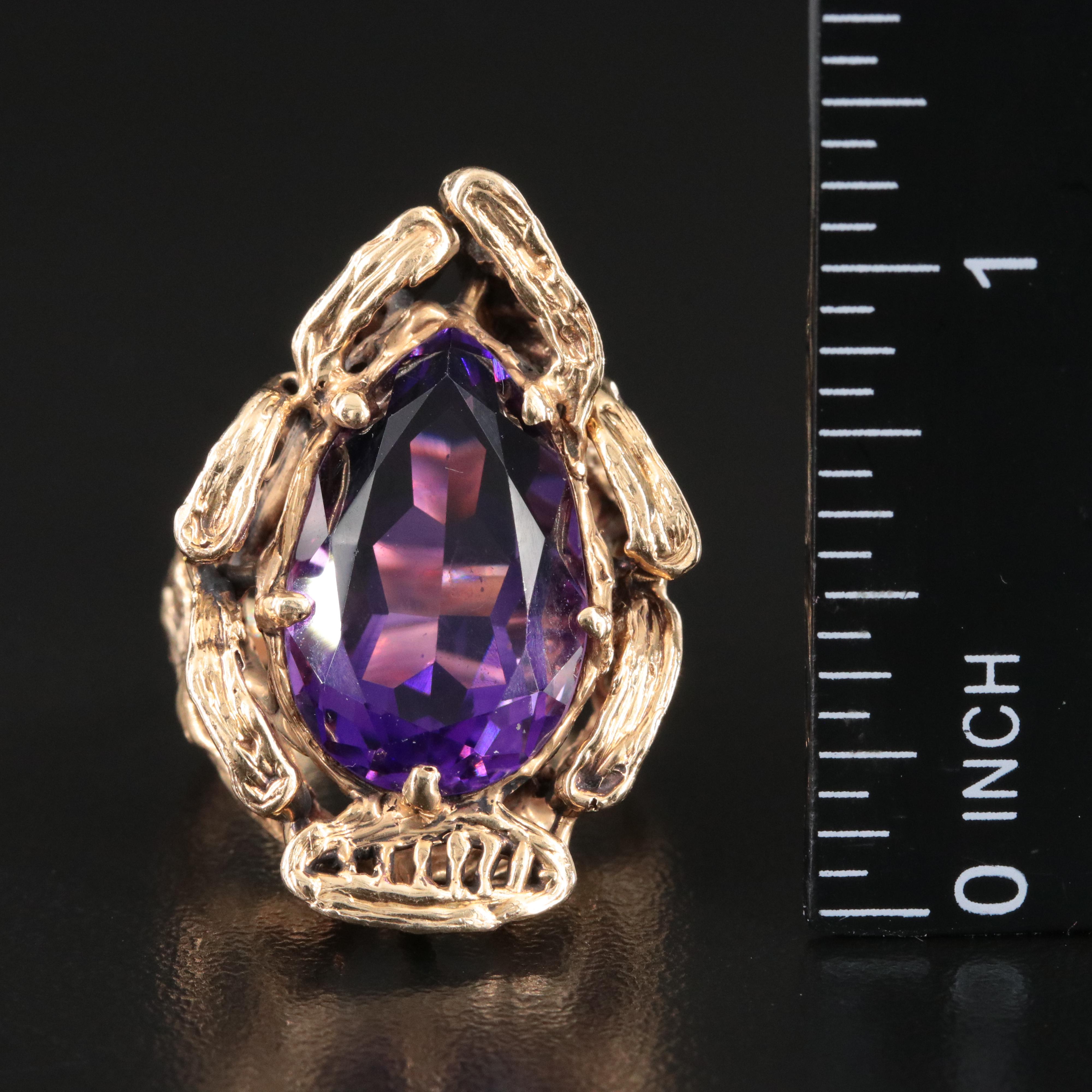 Brutalist 14K 9.89 CT Amethyst Ring