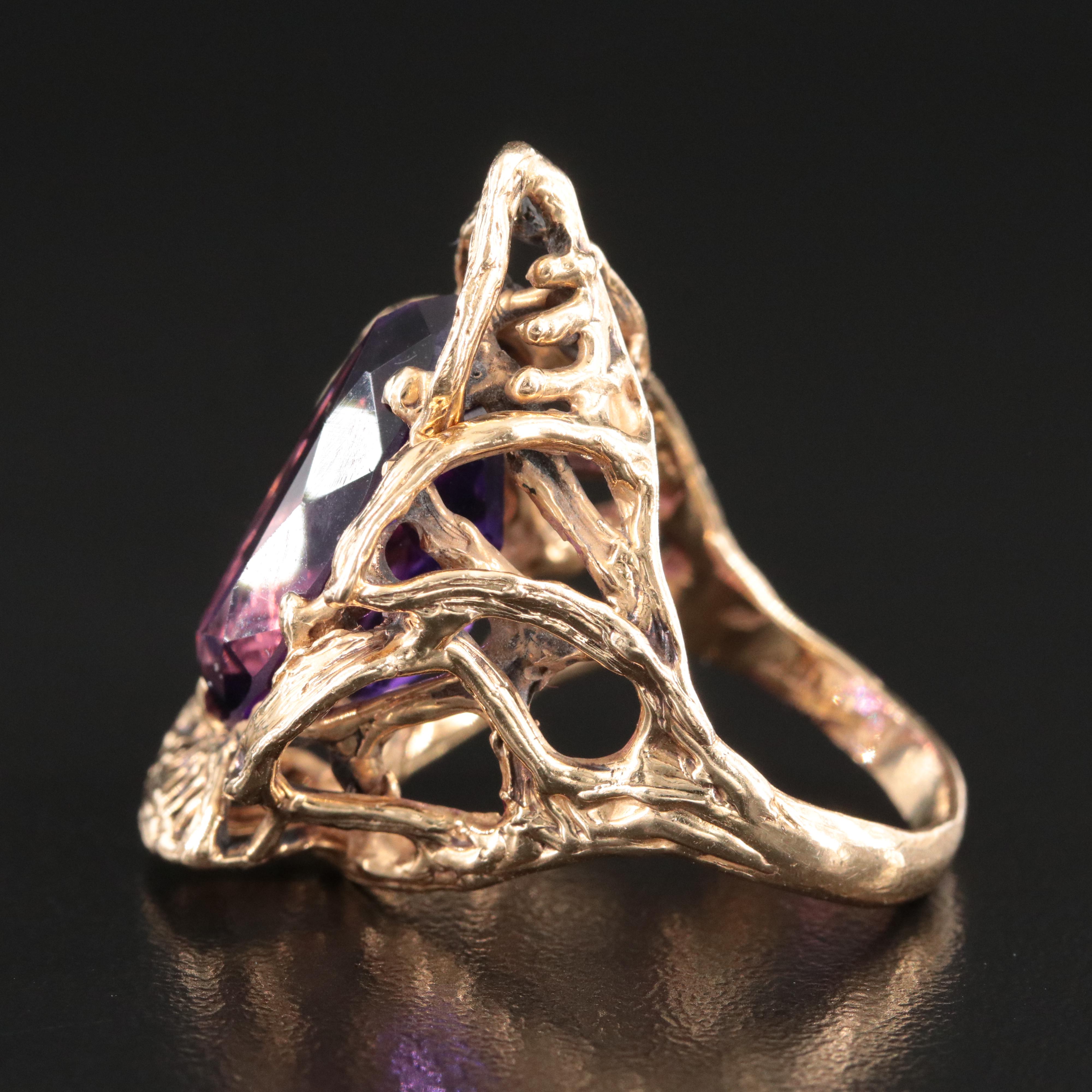 Brutalist 14K 9.89 CT Amethyst Ring