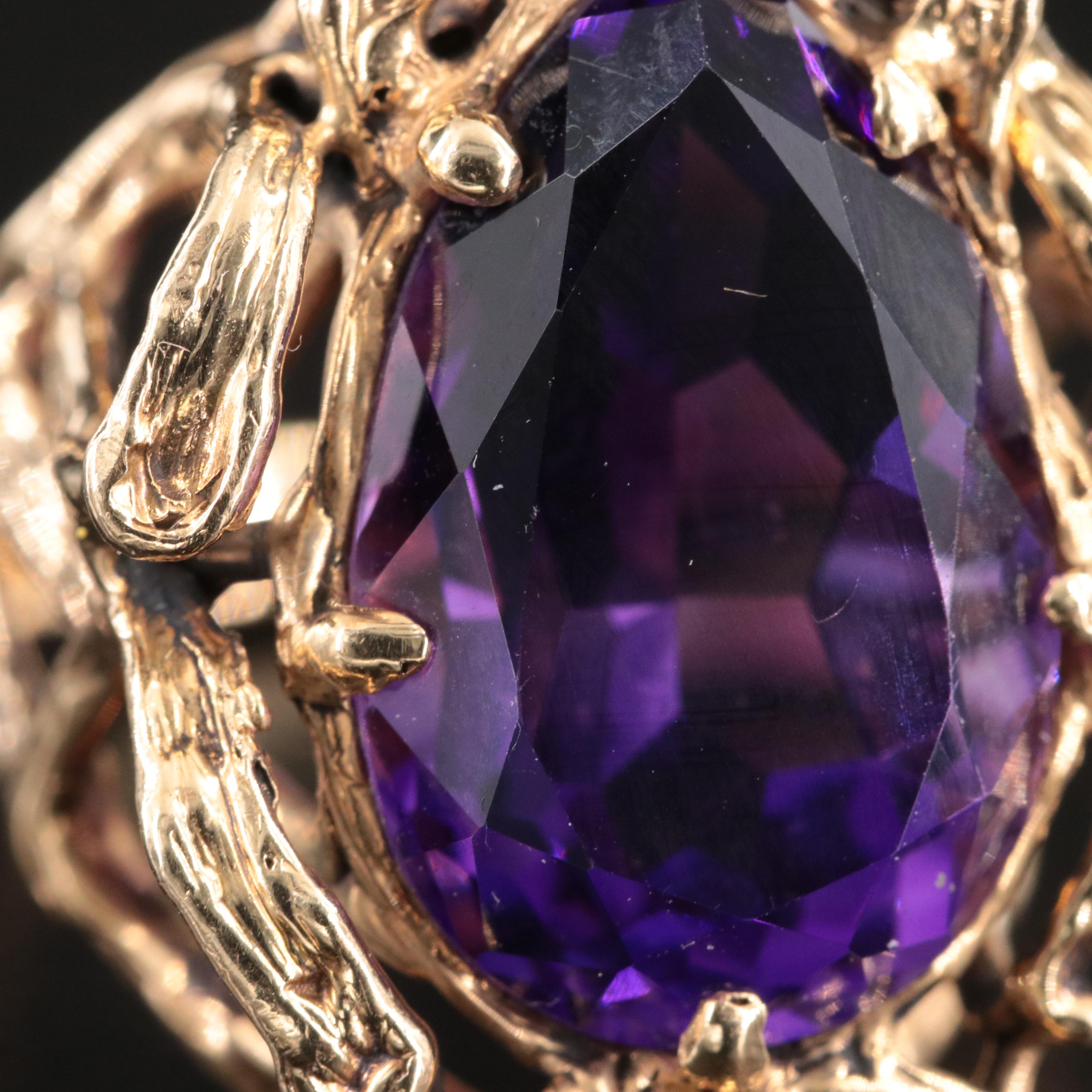Brutalist 14K 9.89 CT Amethyst Ring
