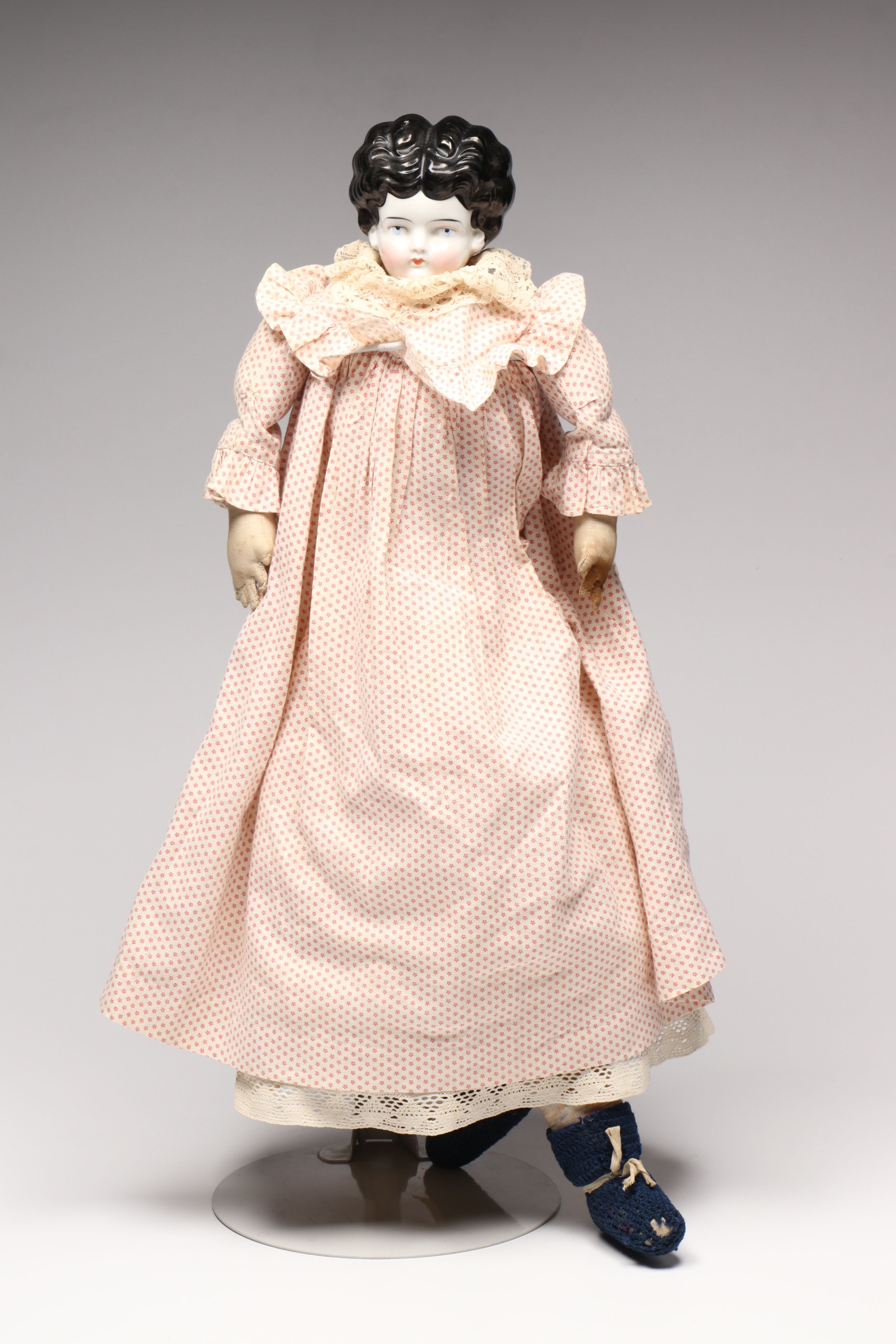 Victorian Style China Head Doll with Raggedy Ann Style and Other Rag Doll