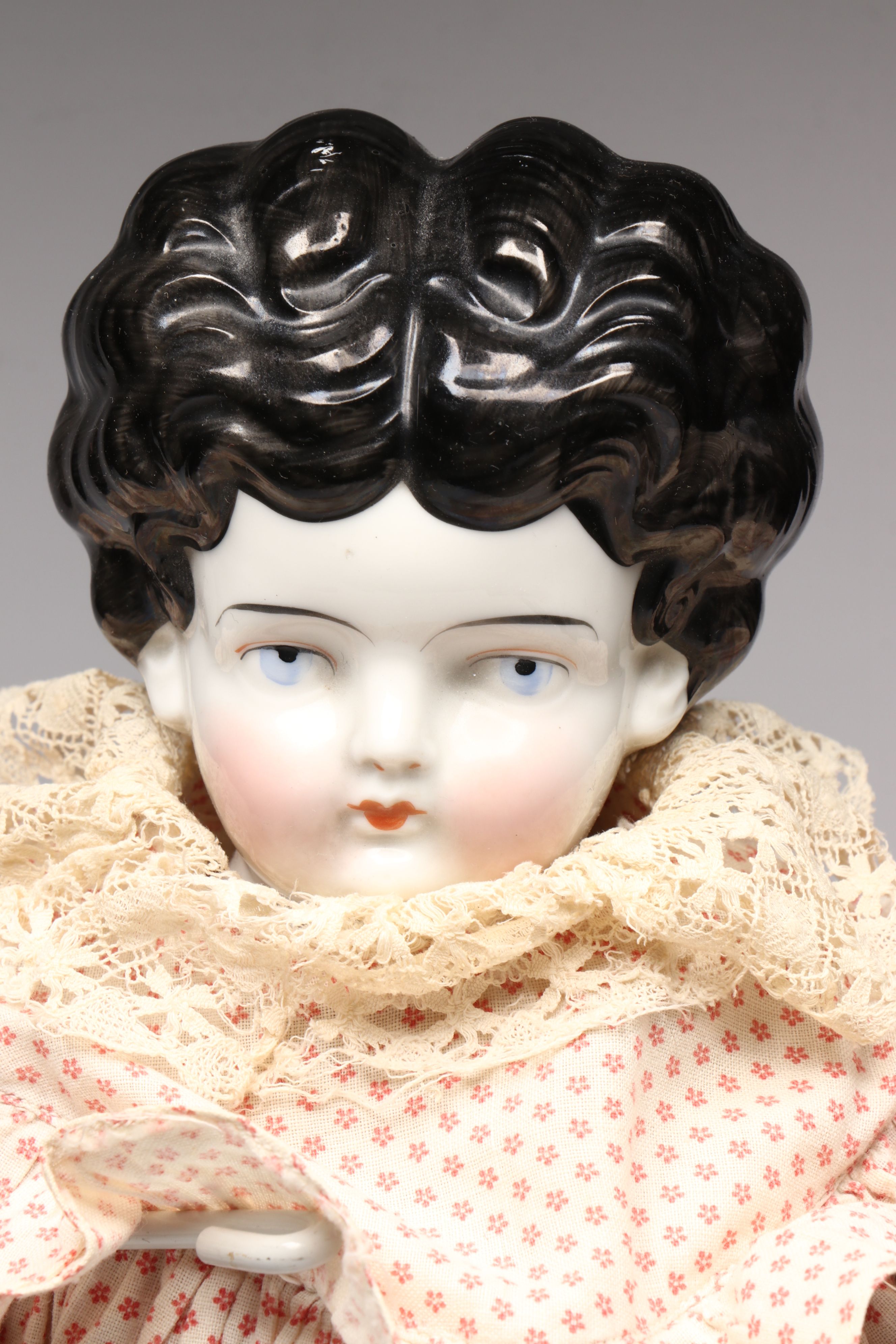 Victorian Style China Head Doll with Raggedy Ann Style and Other Rag Doll