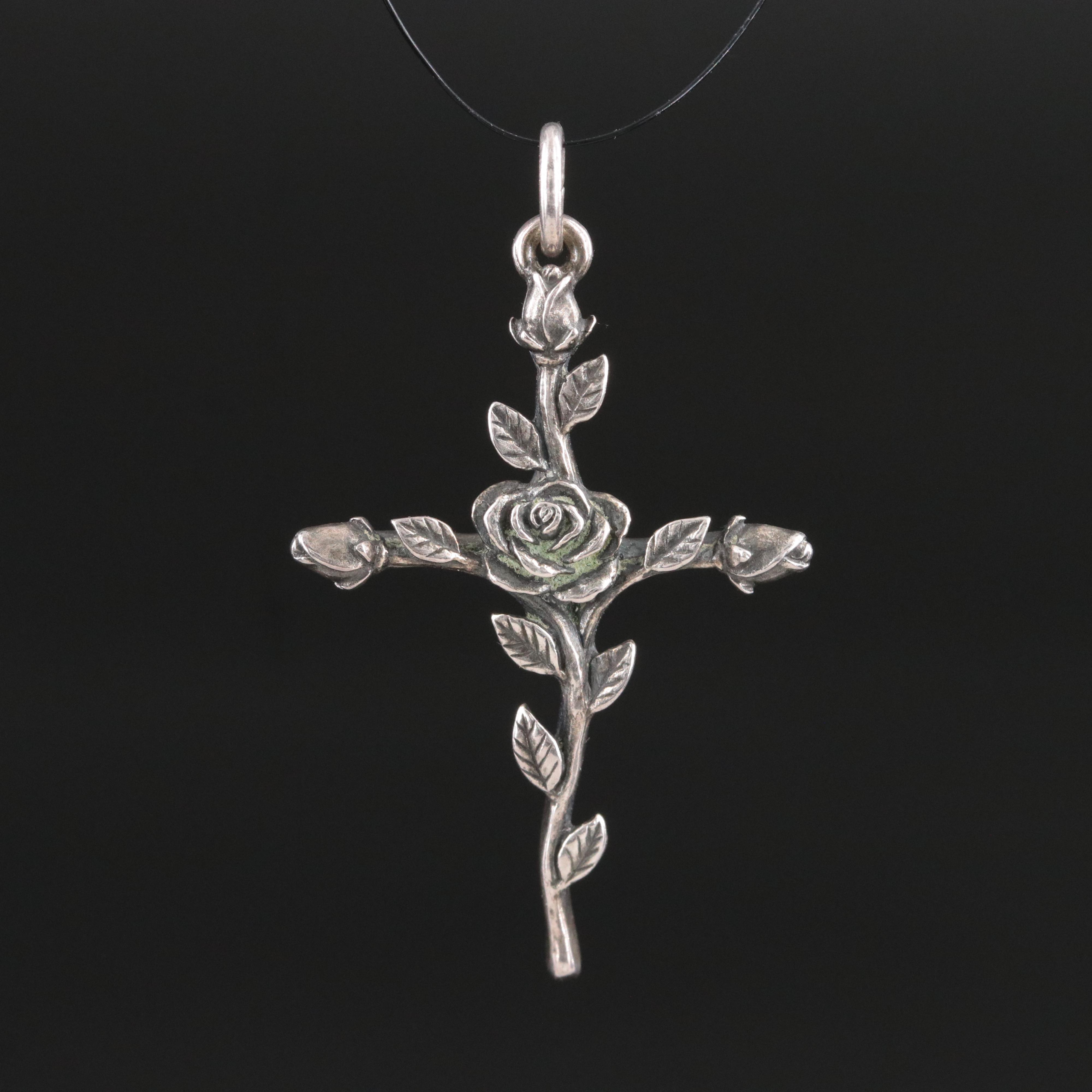 James Avery Sterling Rosebud Cross Pendant