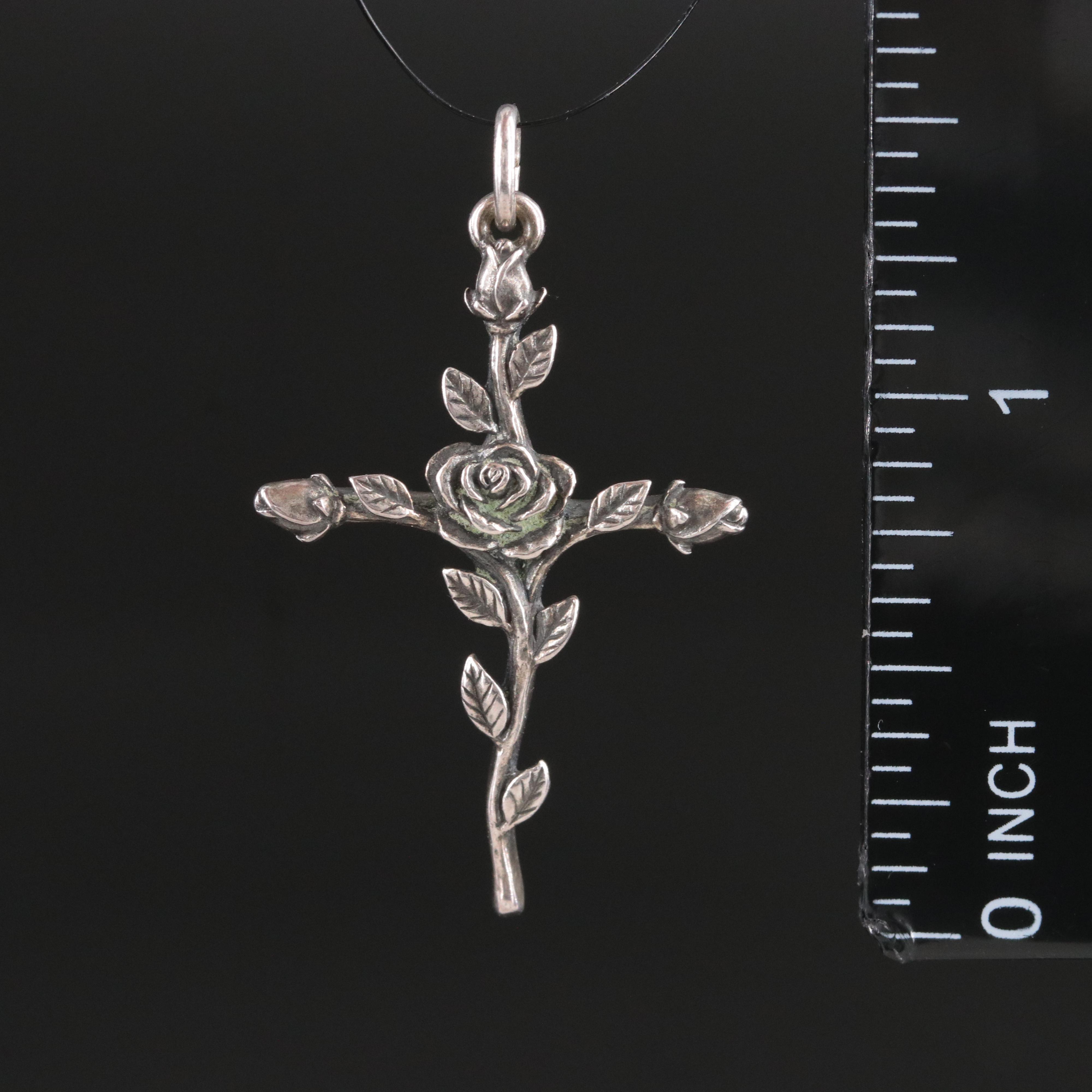 James Avery Sterling Rosebud Cross Pendant