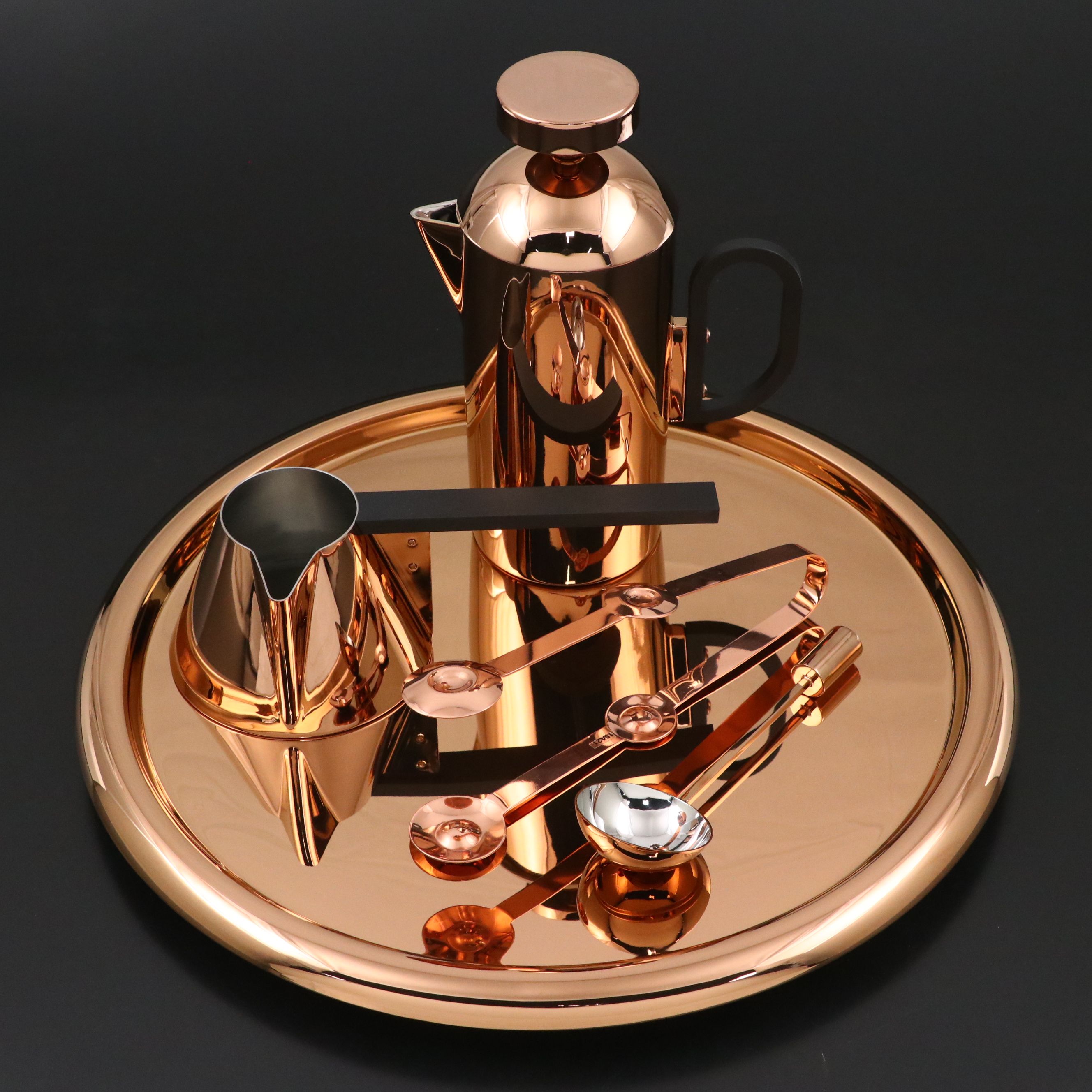 Tom Dixon "Brew" and "Plum" Stainless Steel Coffee Tray, French Press, and More