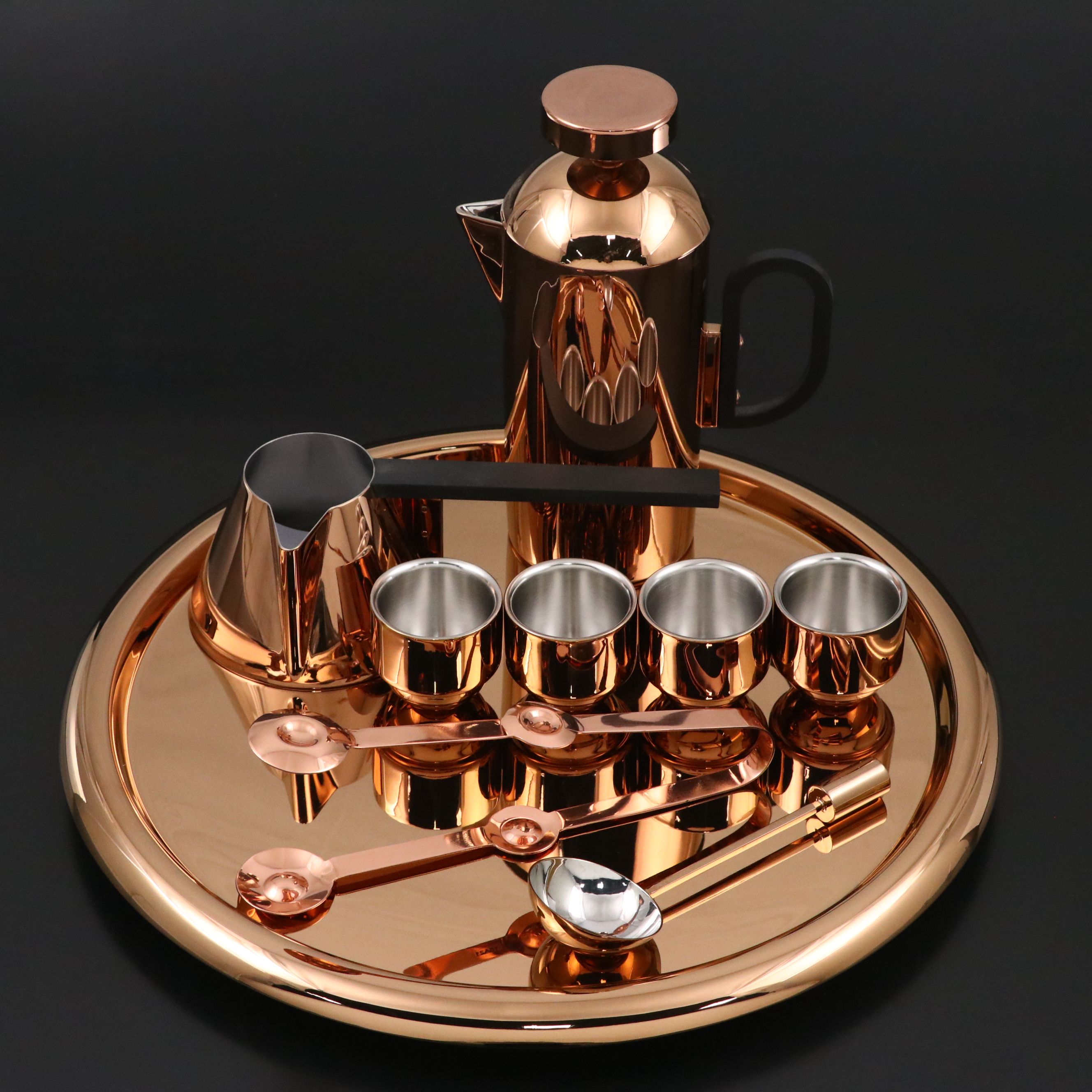Tom Dixon "Brew" and "Plum" Coffee Tray, French Press, Espresso Cups, and More