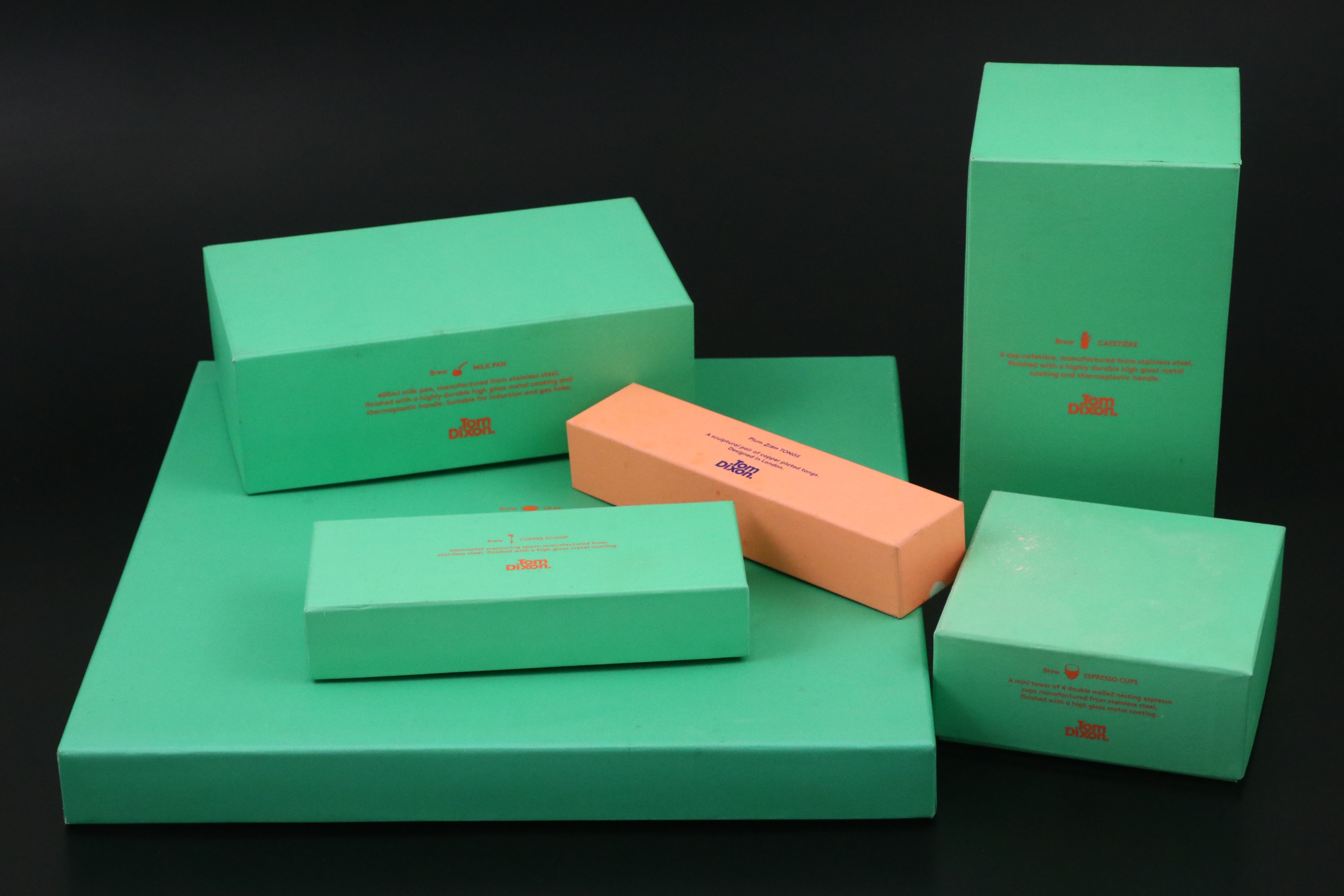 Tom Dixon "Brew" and "Plum" Coffee Tray, French Press, Espresso Cups, and More