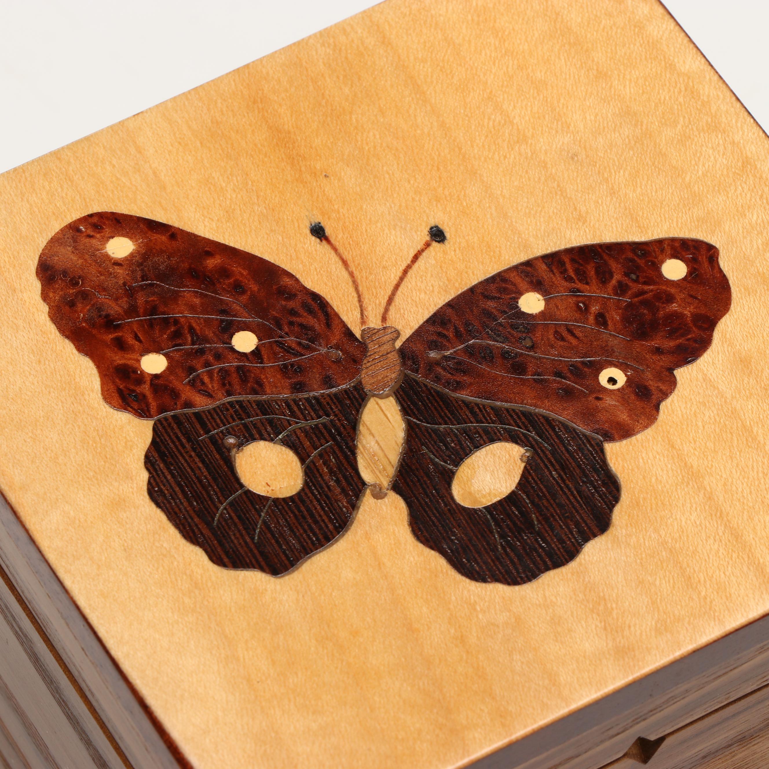 Signed Studio Inlaid Wood Boxes by W.M. Hergenroeder