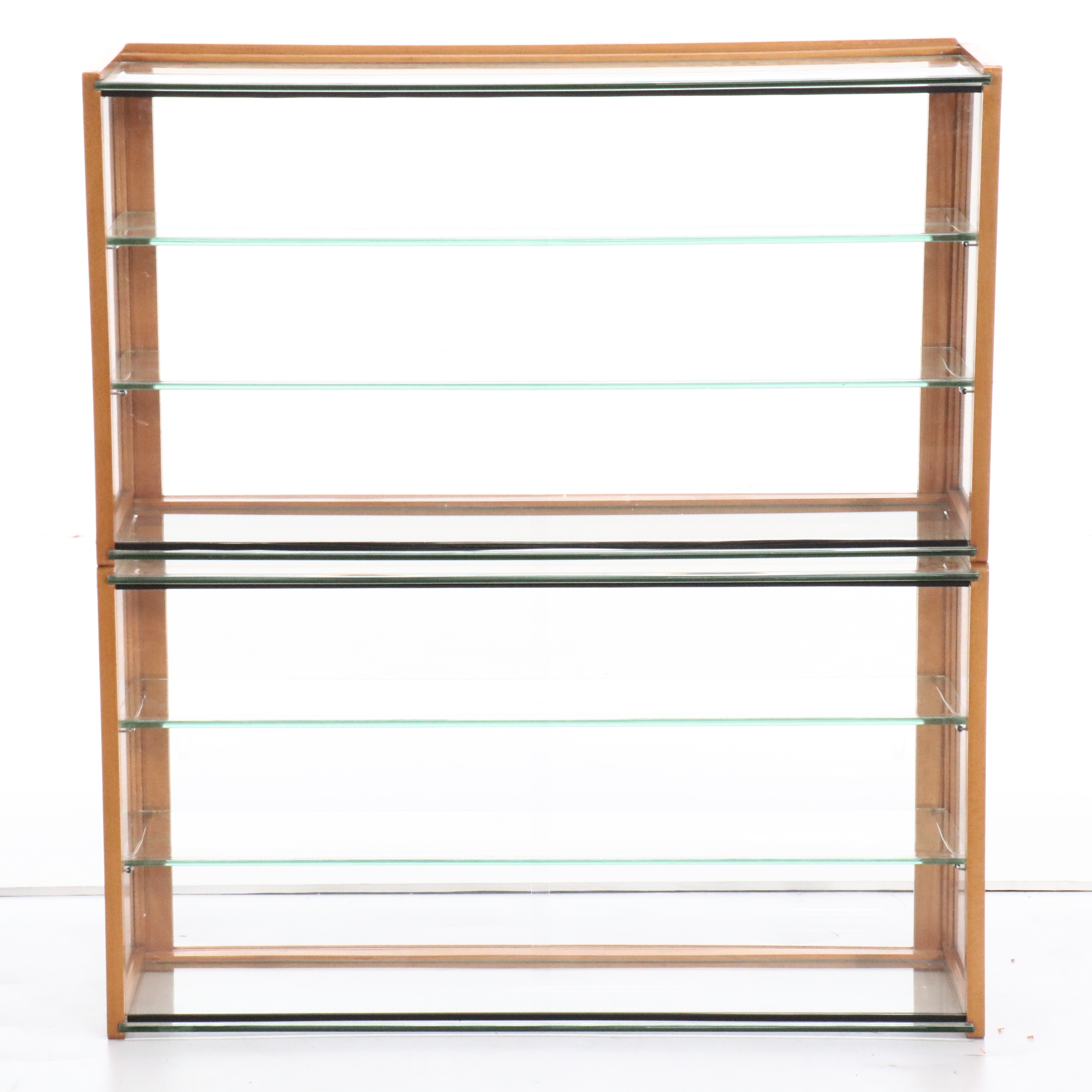 The Waddell Co. Art Deco Style Wood and Glass Display Cabinets