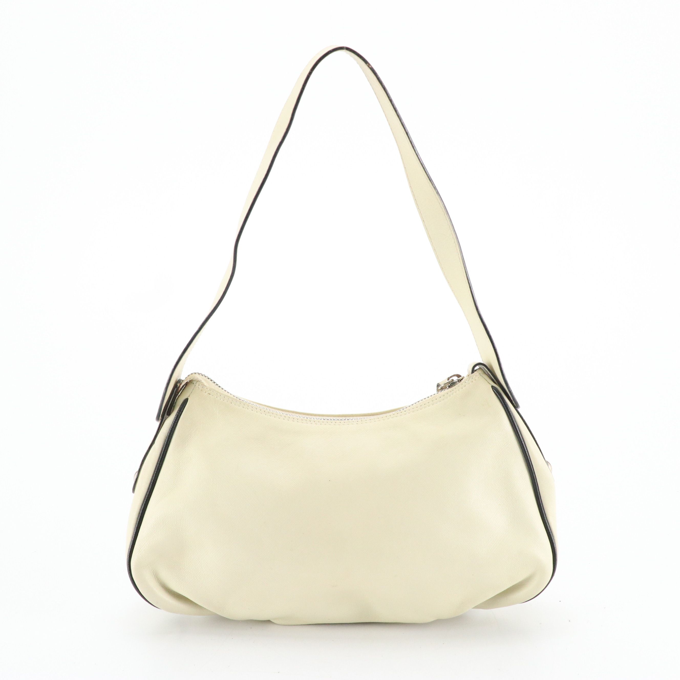 Salvatore Ferragamo Mini Woven Gancini Buckle Shoulder Bag in Cream Leather