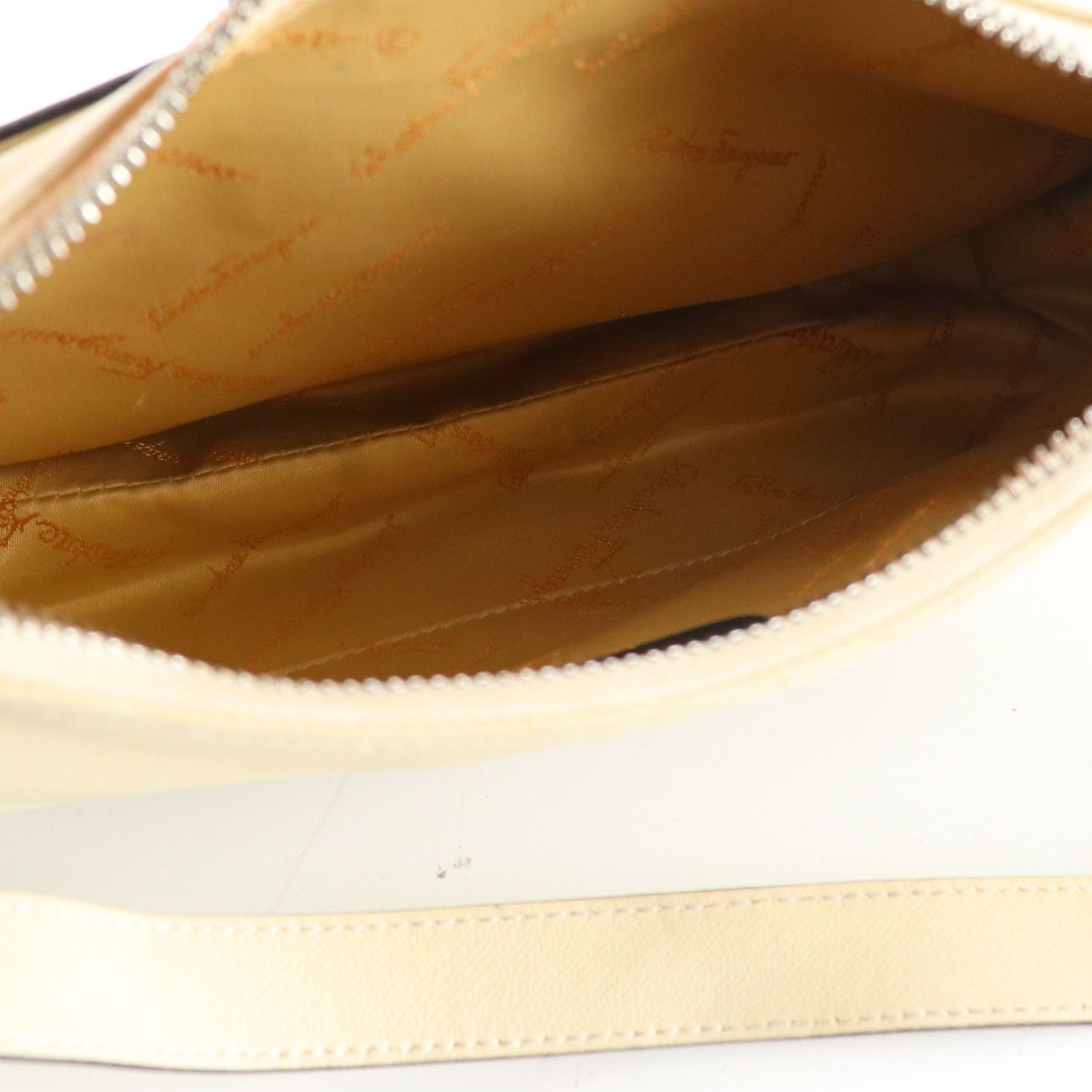 Salvatore Ferragamo Mini Woven Gancini Buckle Shoulder Bag in Cream Leather