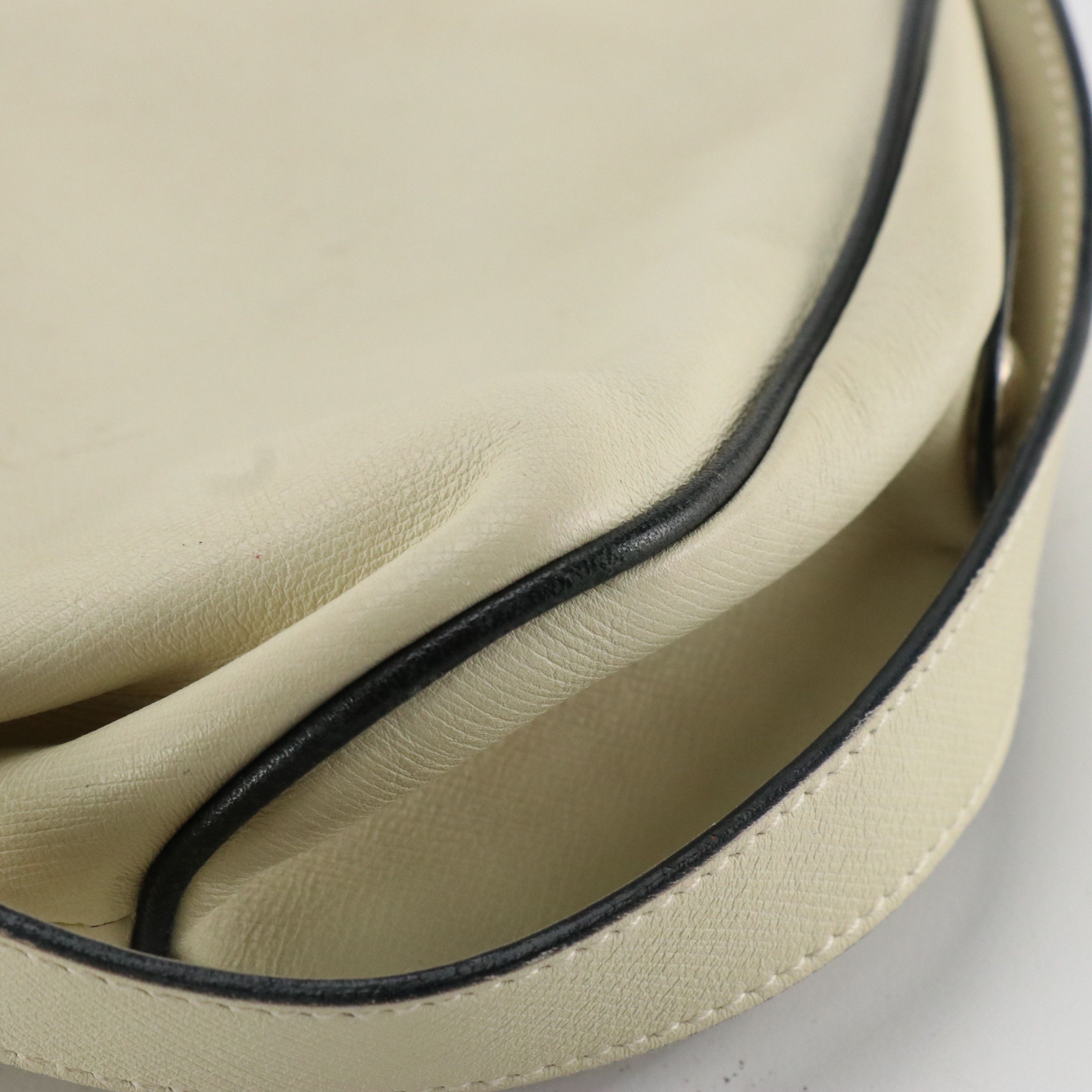 Salvatore Ferragamo Mini Woven Gancini Buckle Shoulder Bag in Cream Leather