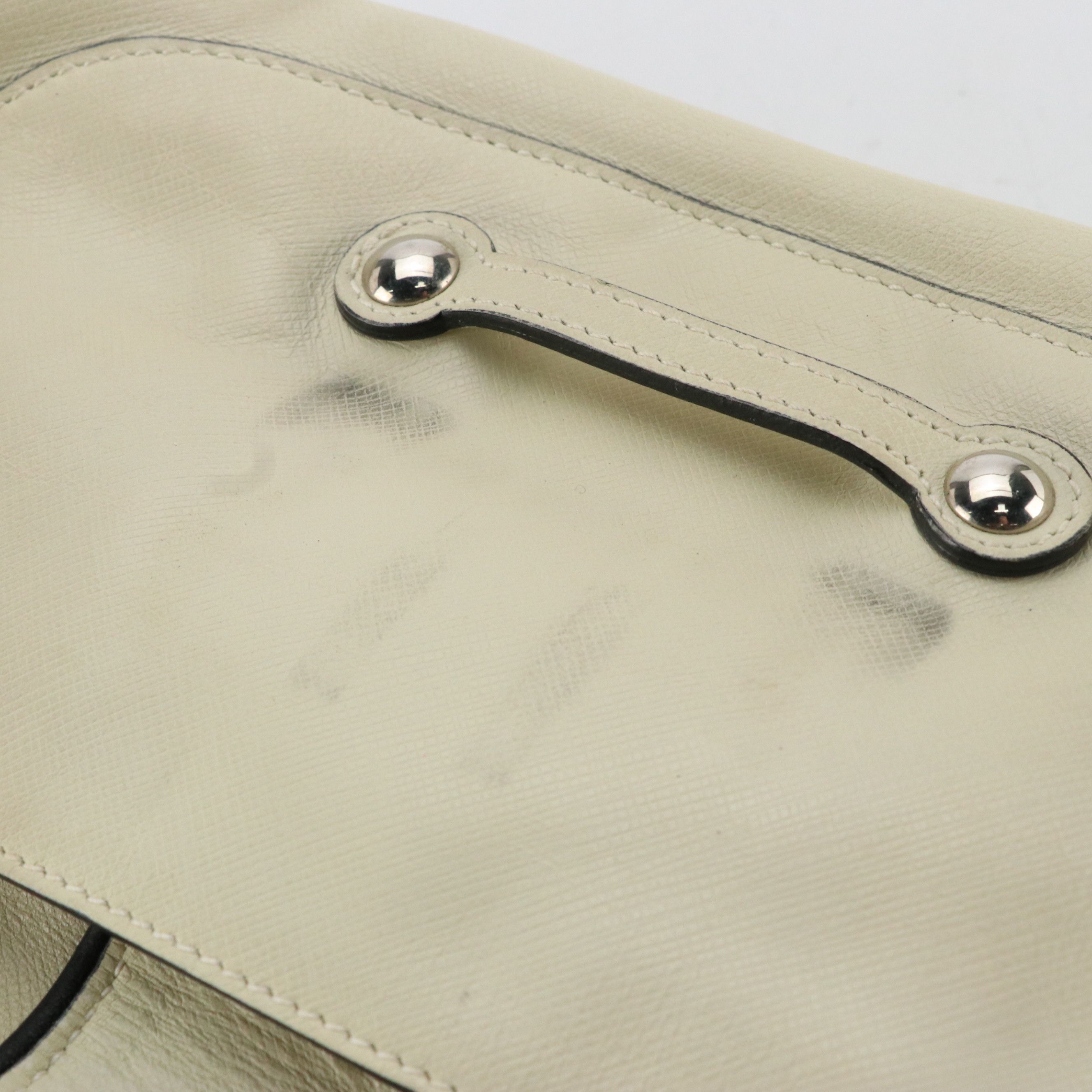 Salvatore Ferragamo Mini Woven Gancini Buckle Shoulder Bag in Cream Leather