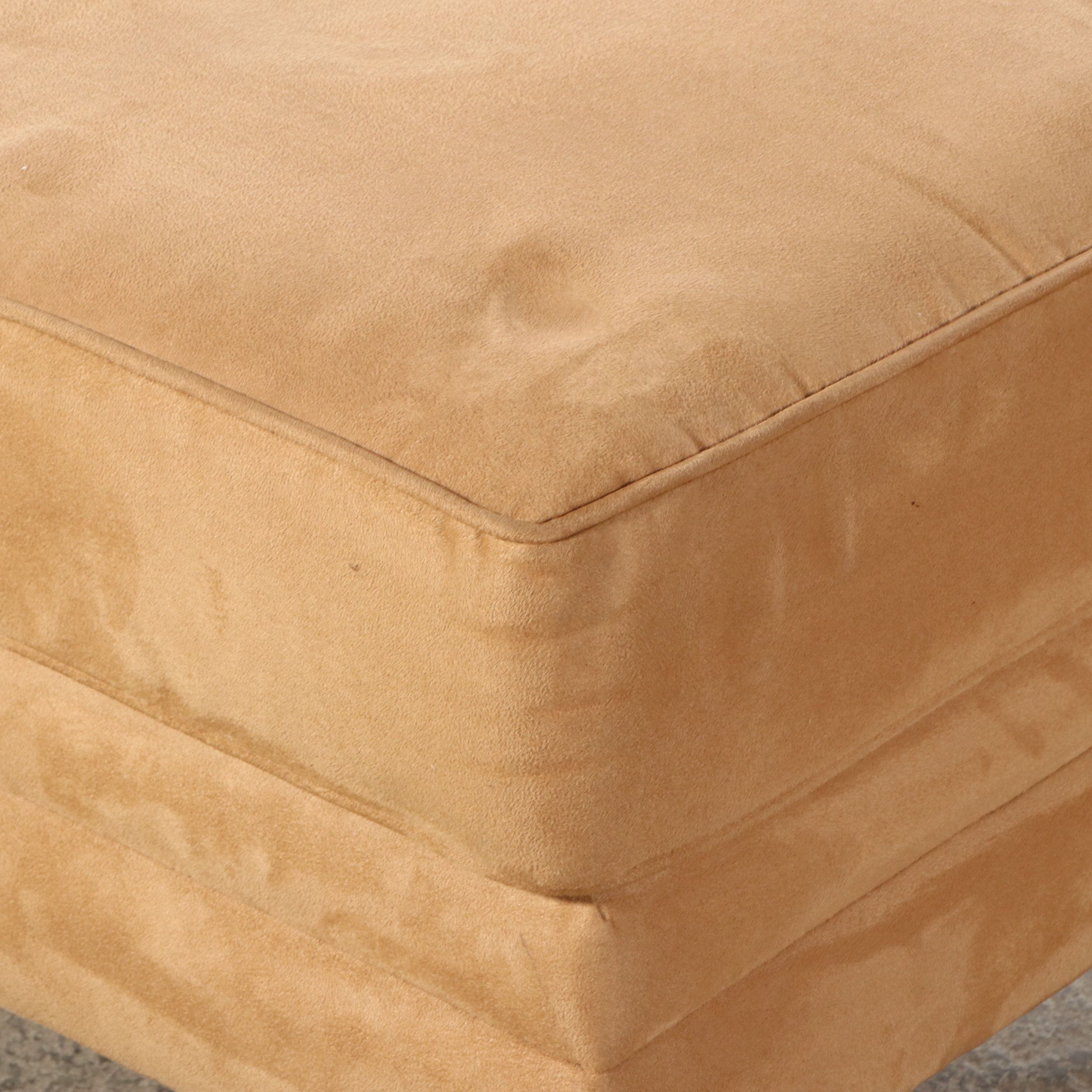 Pair of Bassett Furniture Faux Suede Upholstered Armchairs and Ottomans