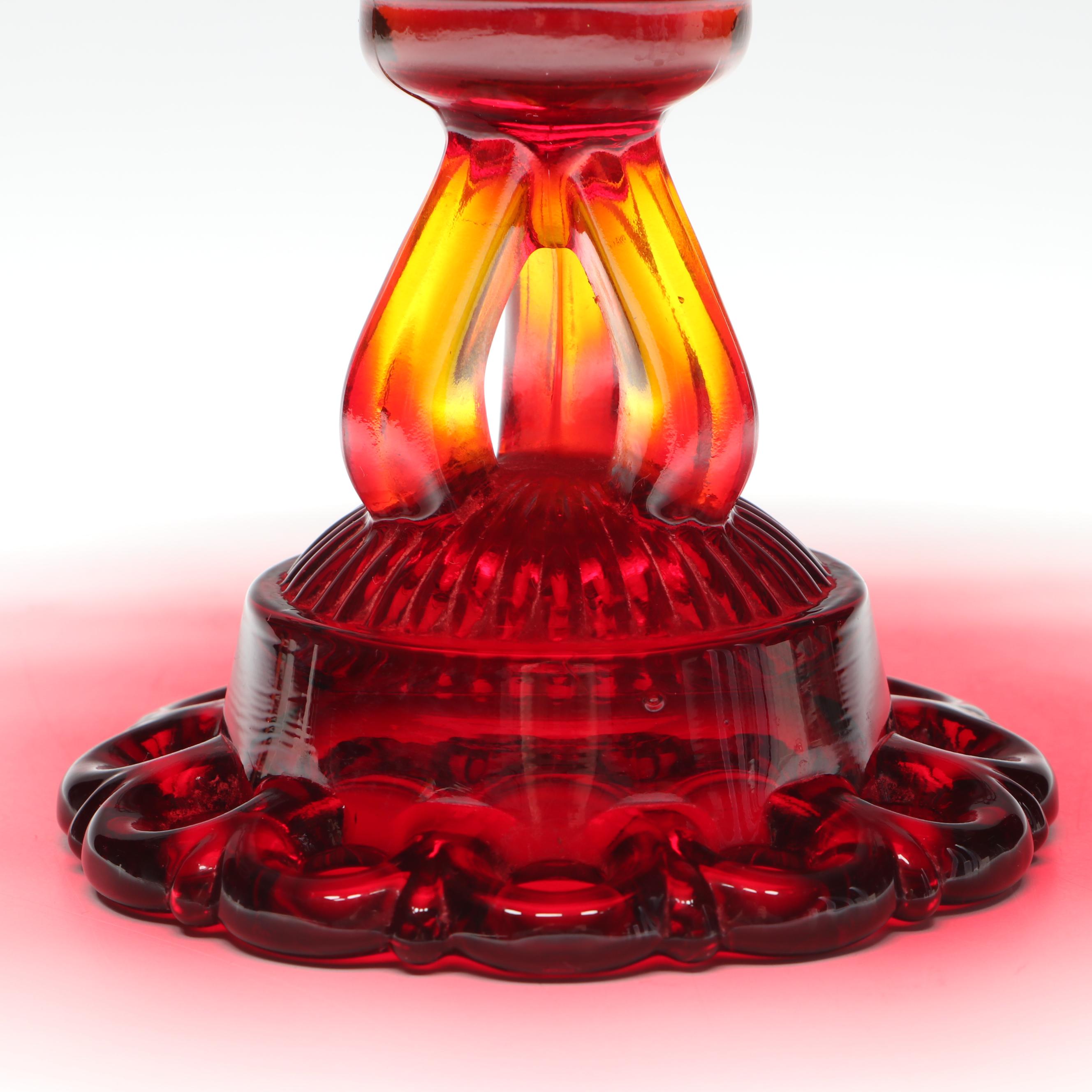 Westmoreland "Doric" Lace Edge Ruby Glass Cake Stand, Mid-20th Century