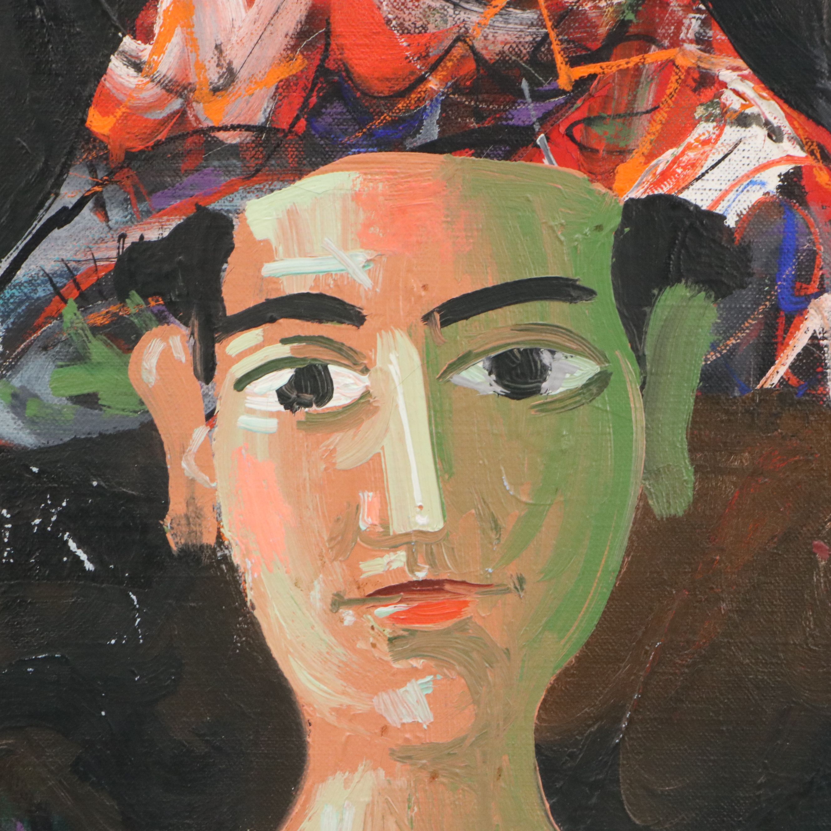 Byron Browne Oil Painting "Seated Figure," 1958