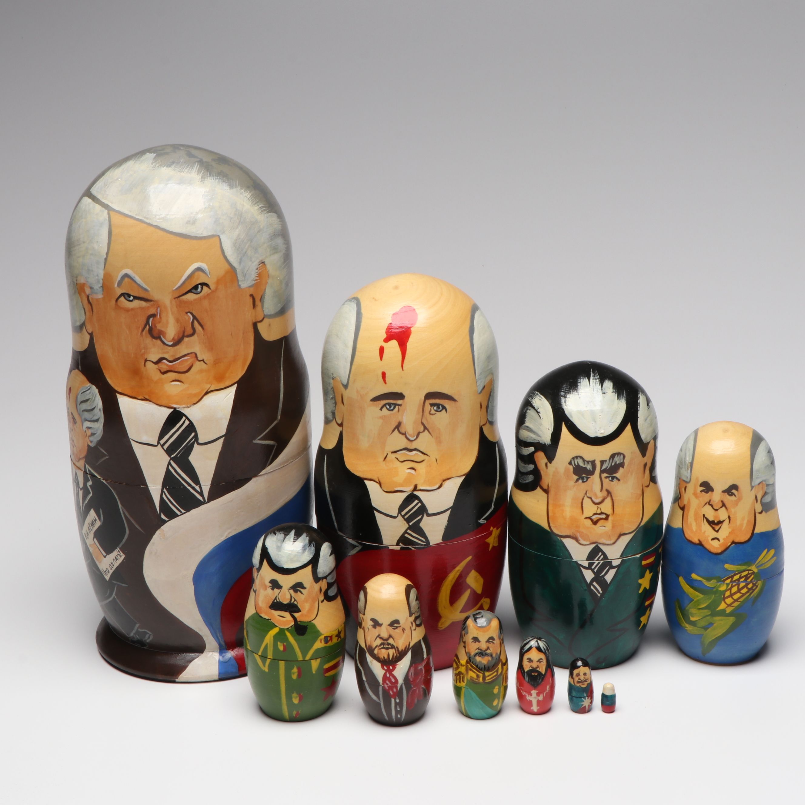 Russian Political Figure Wooden Nesting Dolls