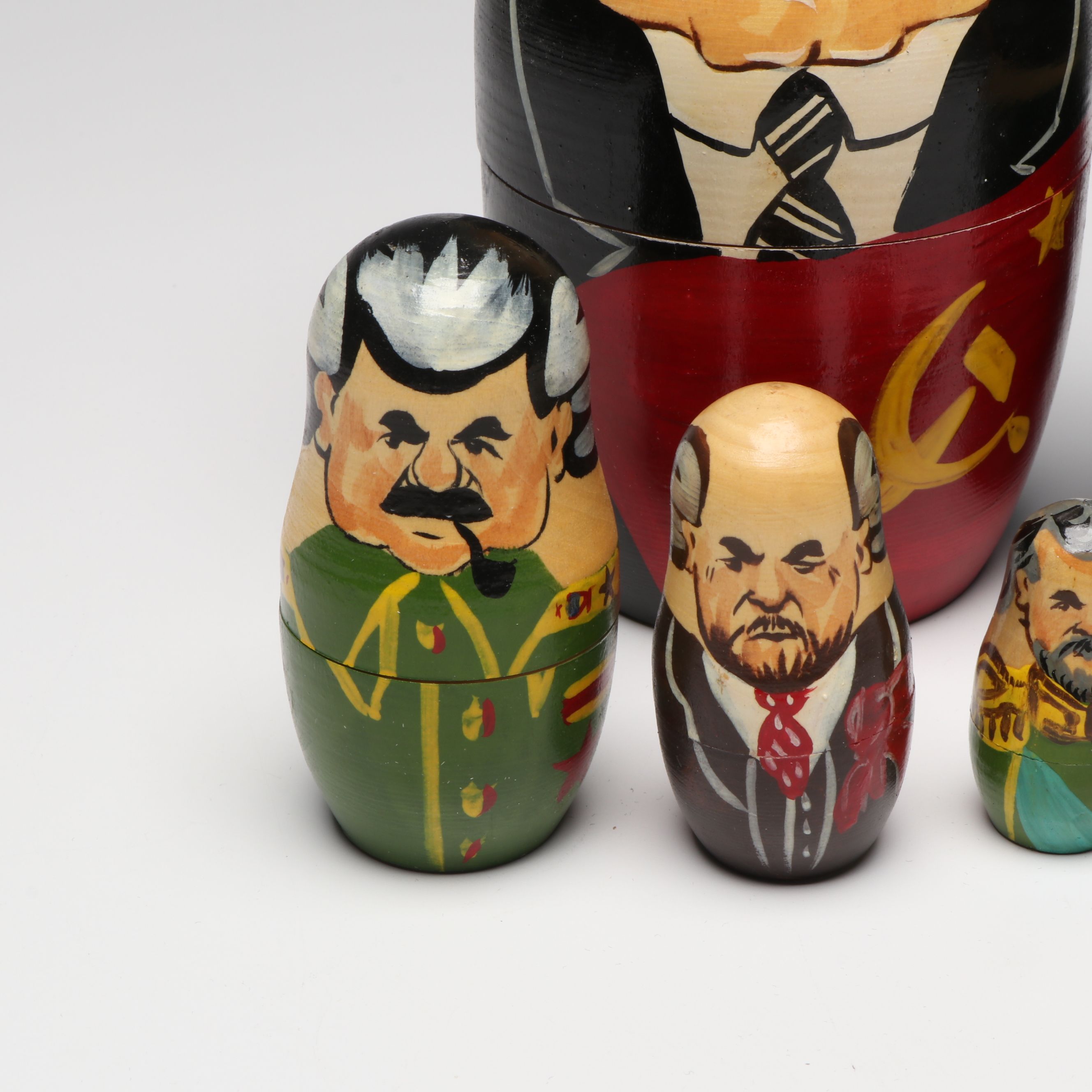 Russian Political Figure Wooden Nesting Dolls