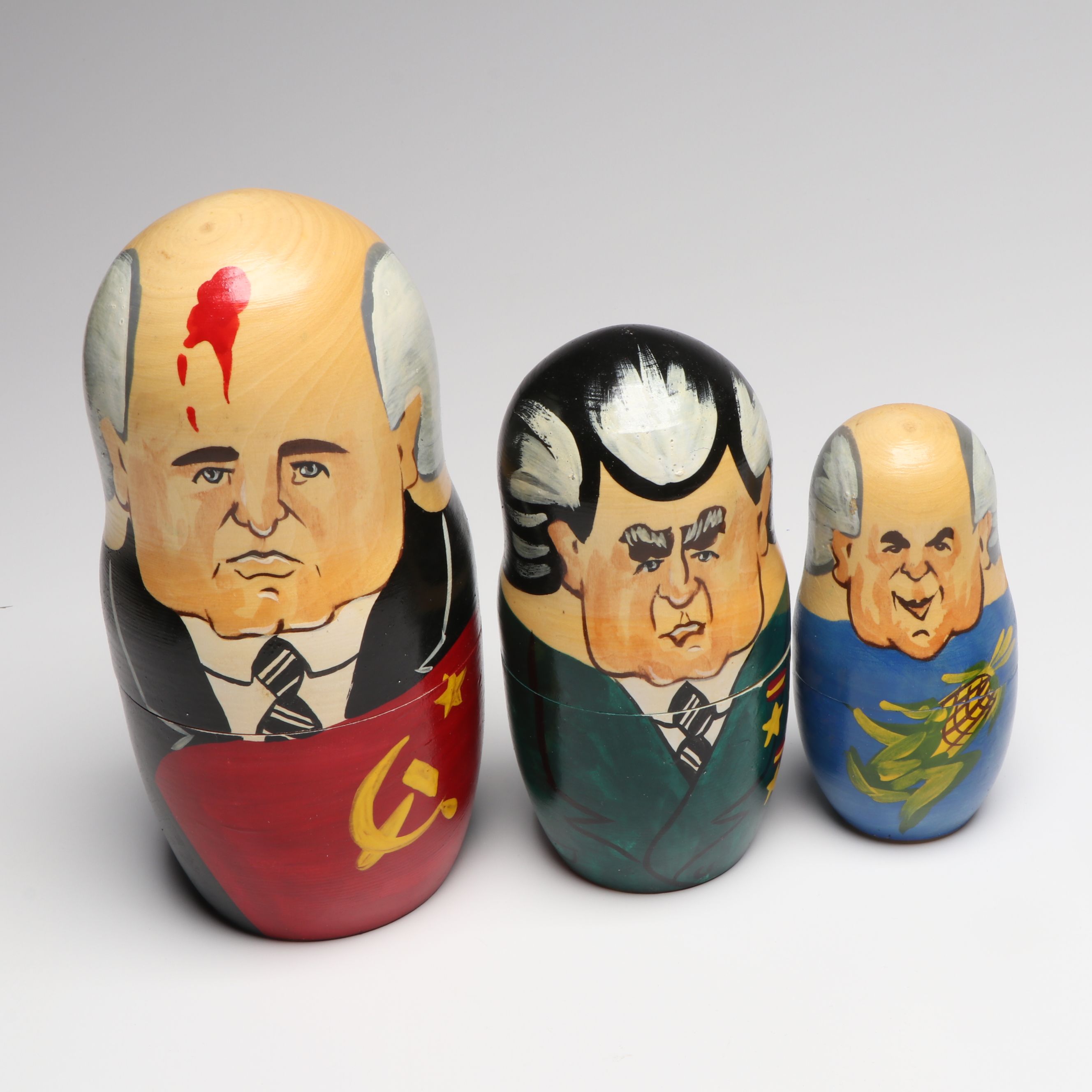Russian Political Figure Wooden Nesting Dolls