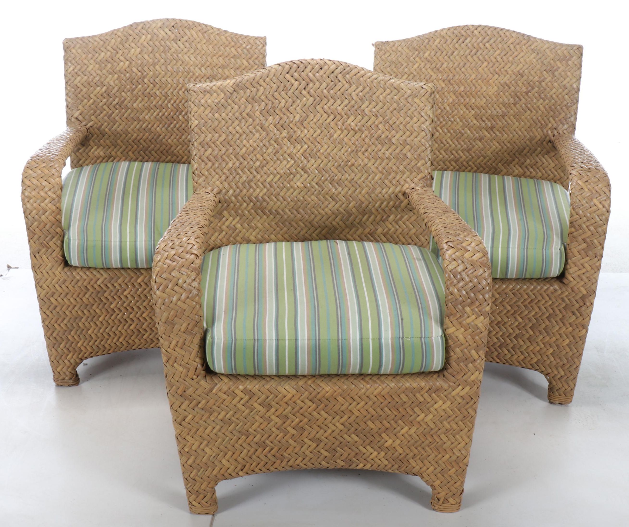 Set of Three Contemporary Wicker Resin Armchairs