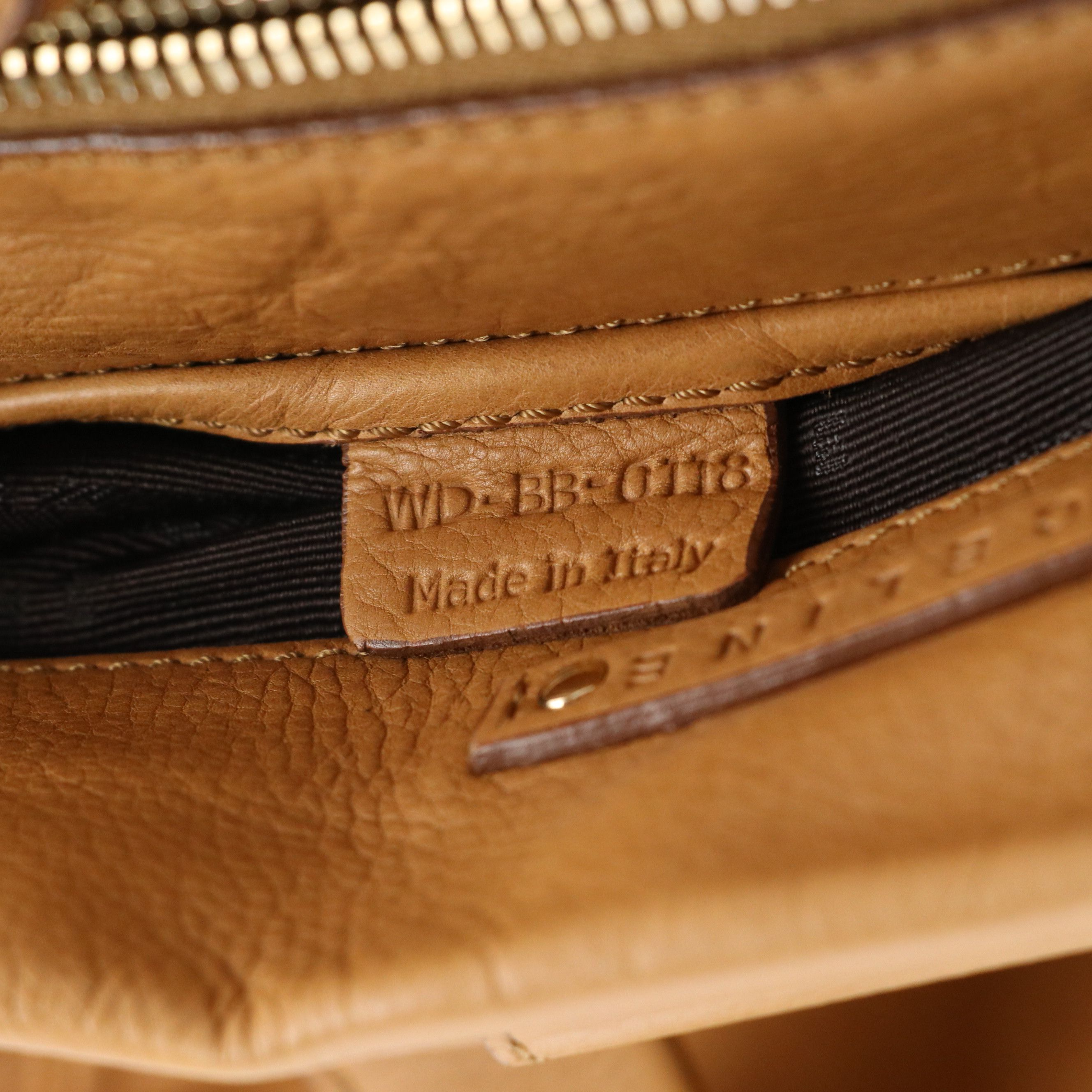 Celine Flap-Lock Handbag in Tan Calfskin Leather