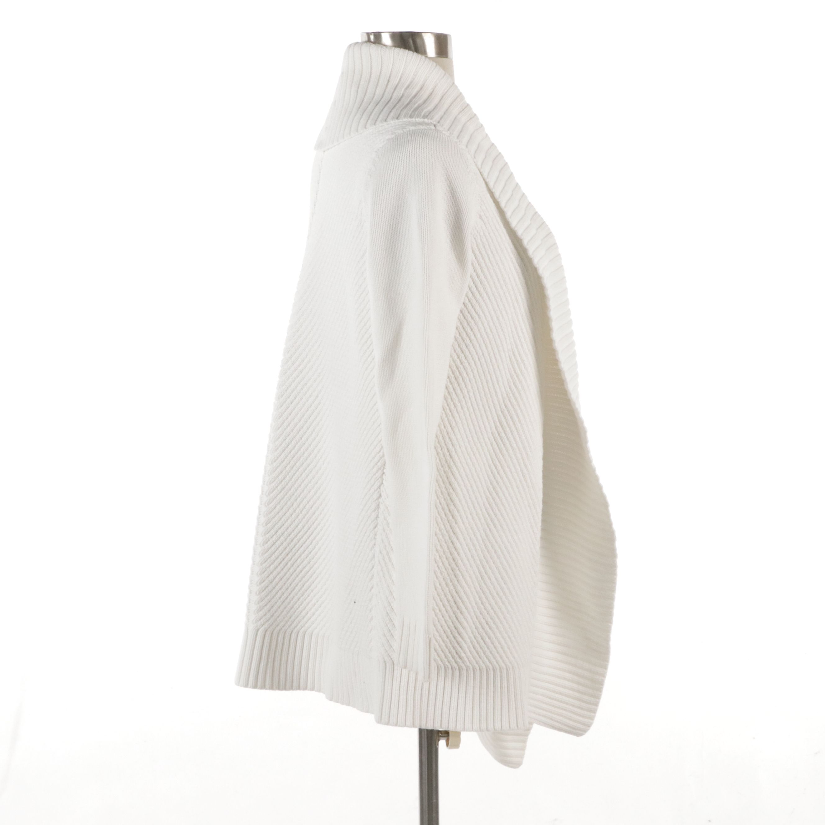 Lauren Ralph Lauren White Knit Cotton Shawl Collar Cardigan