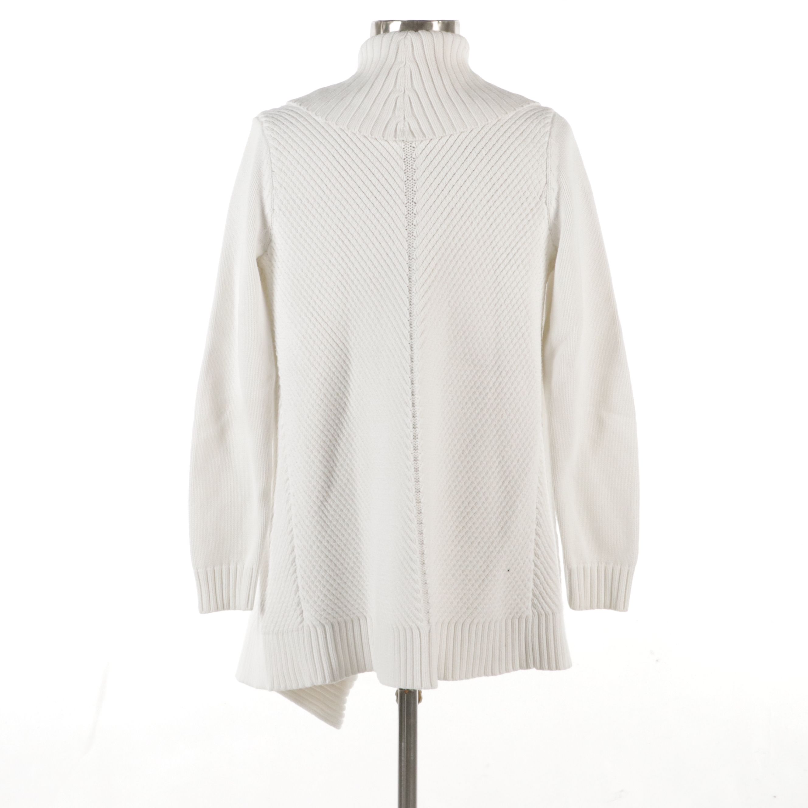Lauren Ralph Lauren White Knit Cotton Shawl Collar Cardigan