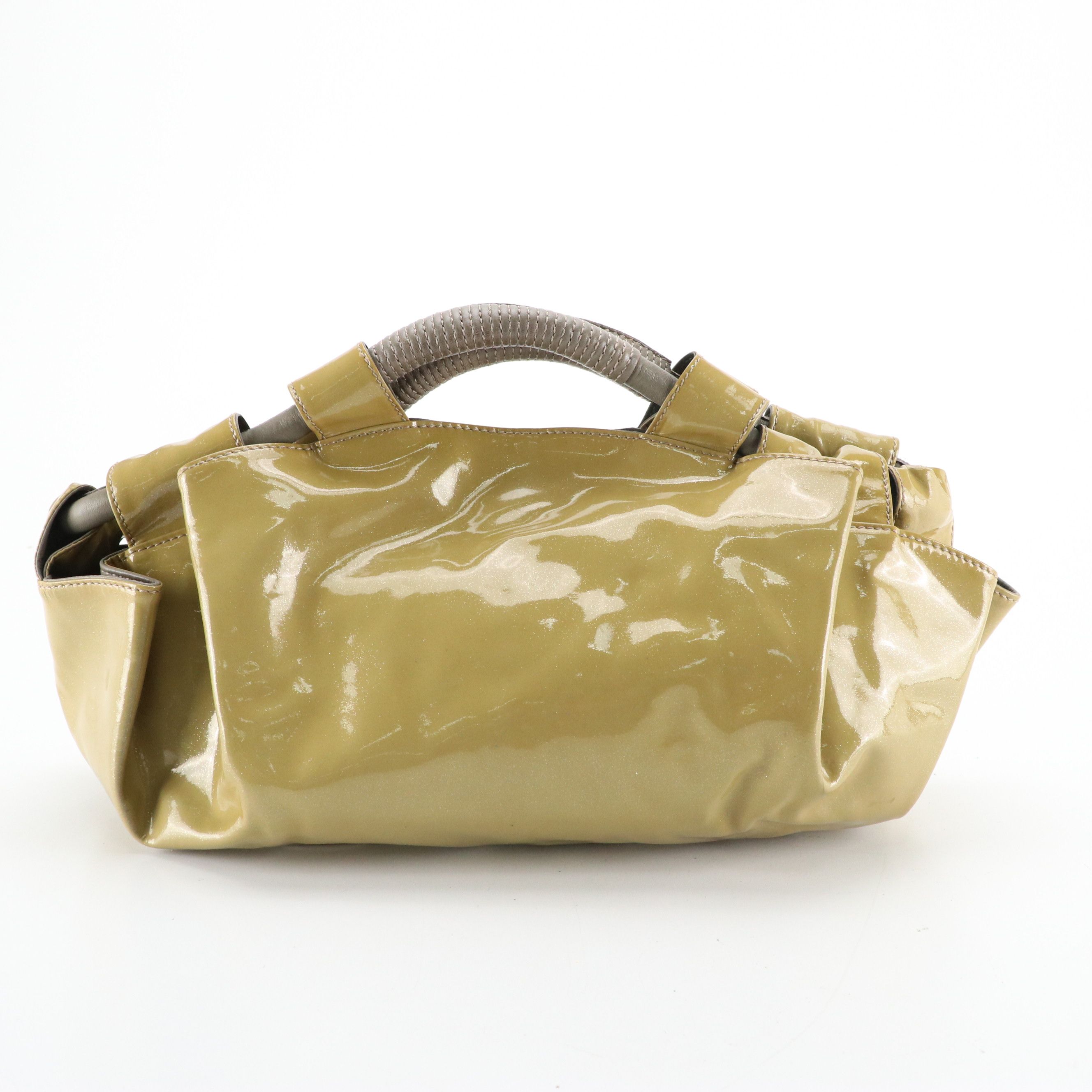 Loewe Anagram Embossed Aire Handbag in Glittery Patent and Calfskin Leather